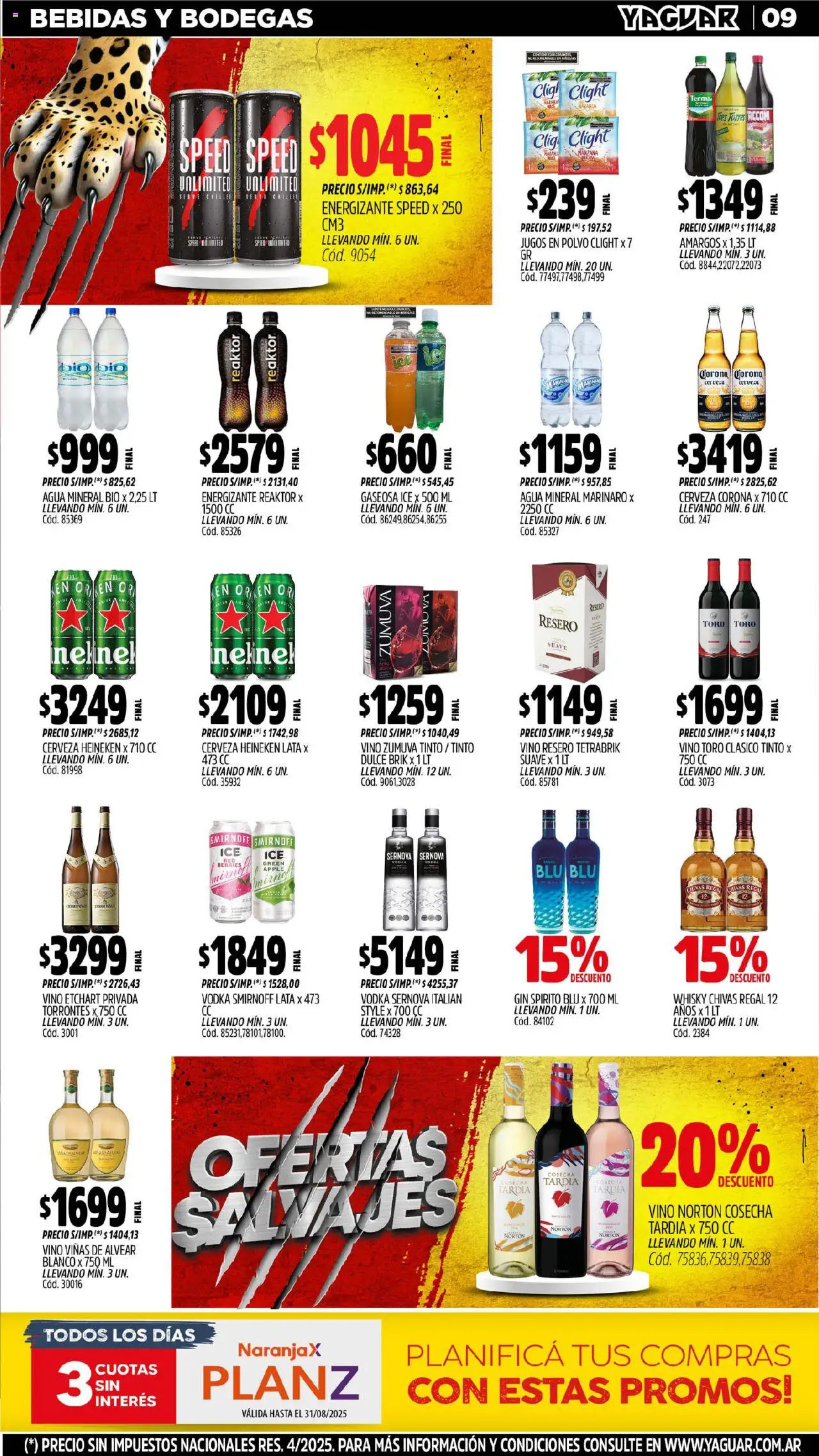 Yaguar - Jujuy │ válido desde el 04.08.2025 | Página: 9 | Productos: Vodka, Whisky, Polvo, Agua