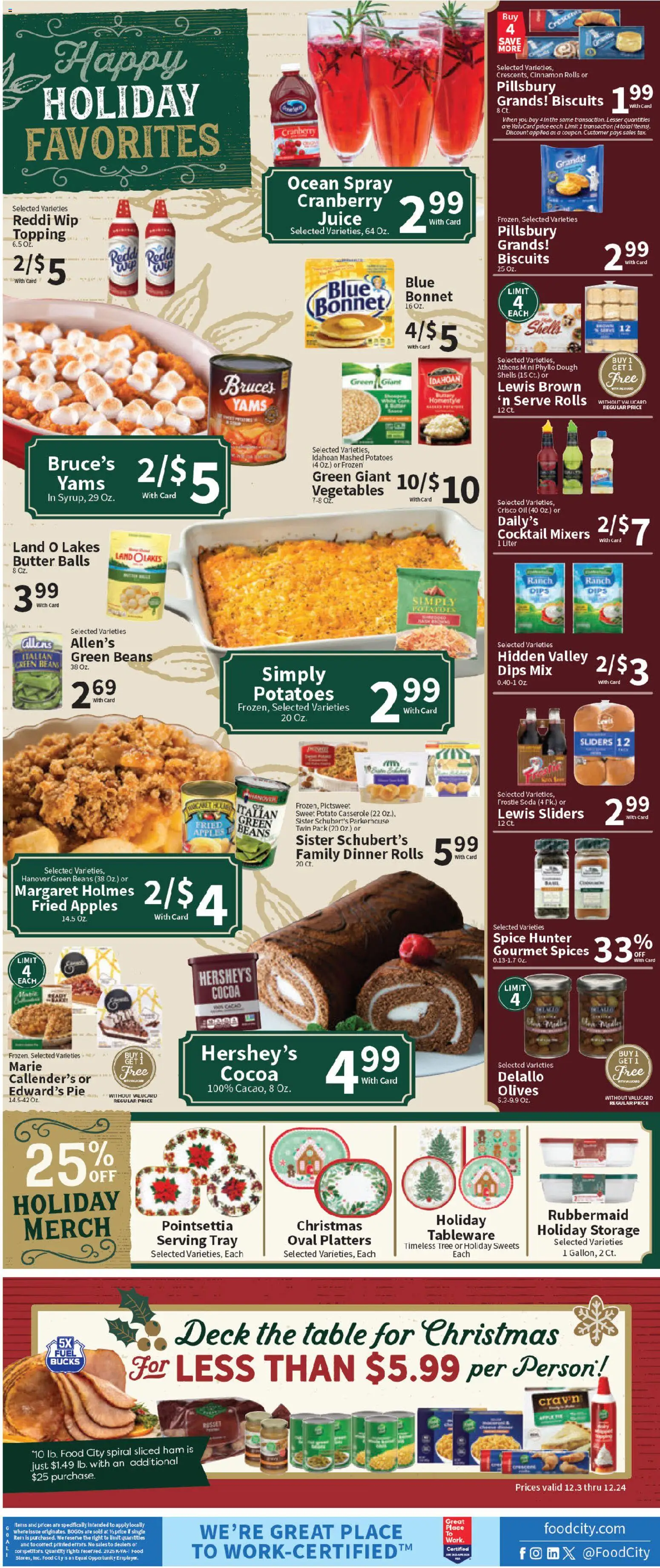 Food City Weekly Ad - valid from 17.12.2025 | Page: 9 | Products: Table, Ham, Juice, Spices