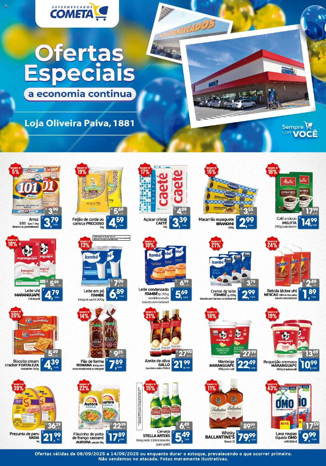 Cometa Supermercados Folheto - válido de 08.09.2025 | Página: 1 | Produtos: Manteiga, Presunto, Creme de leite, Leite em pó