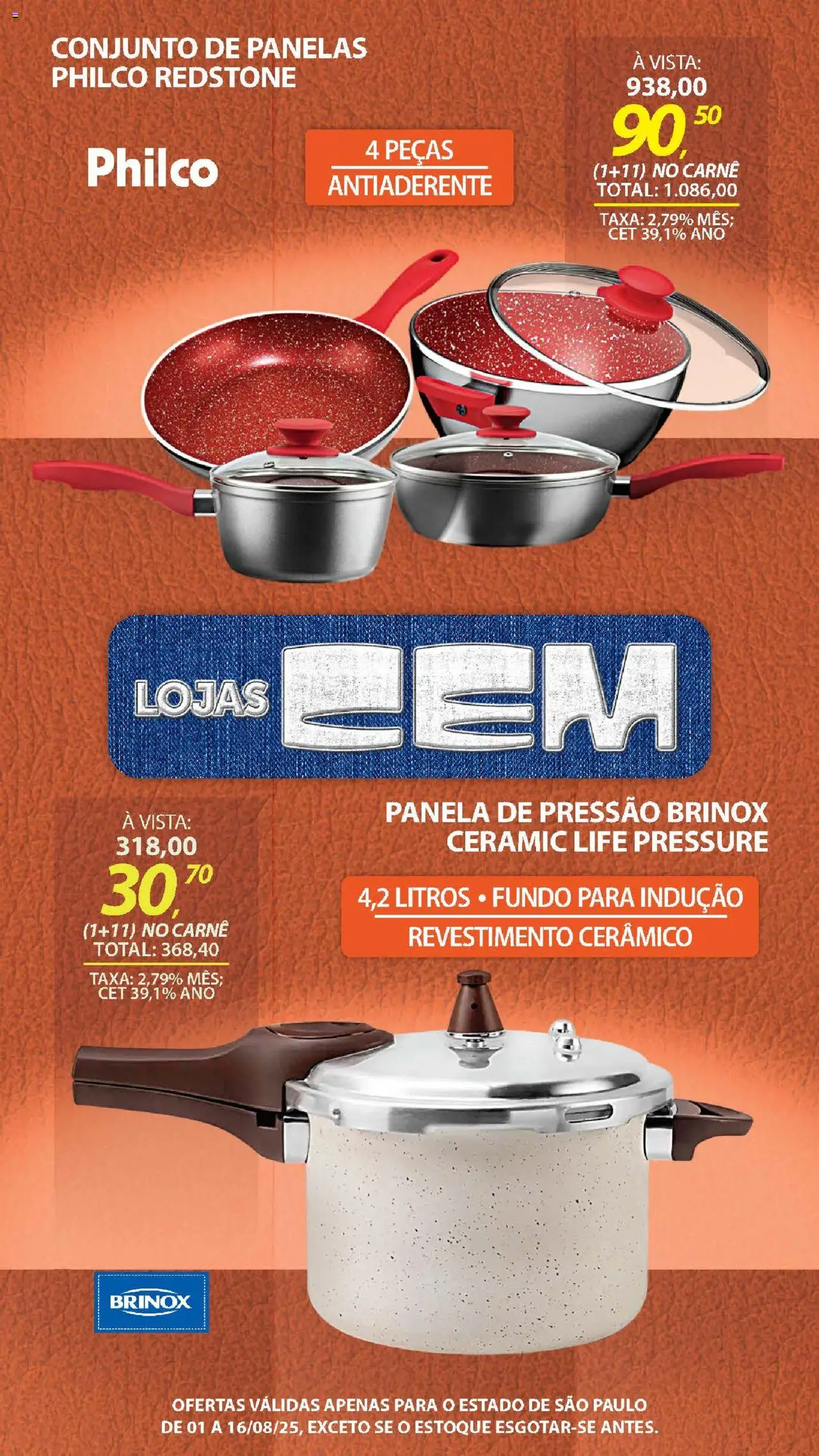Lojas Cem Folheto - válido de 01.08.2025 | Página: 71 | Produtos: Panela, Conjunto de panelas, Panela de pressão, Carne