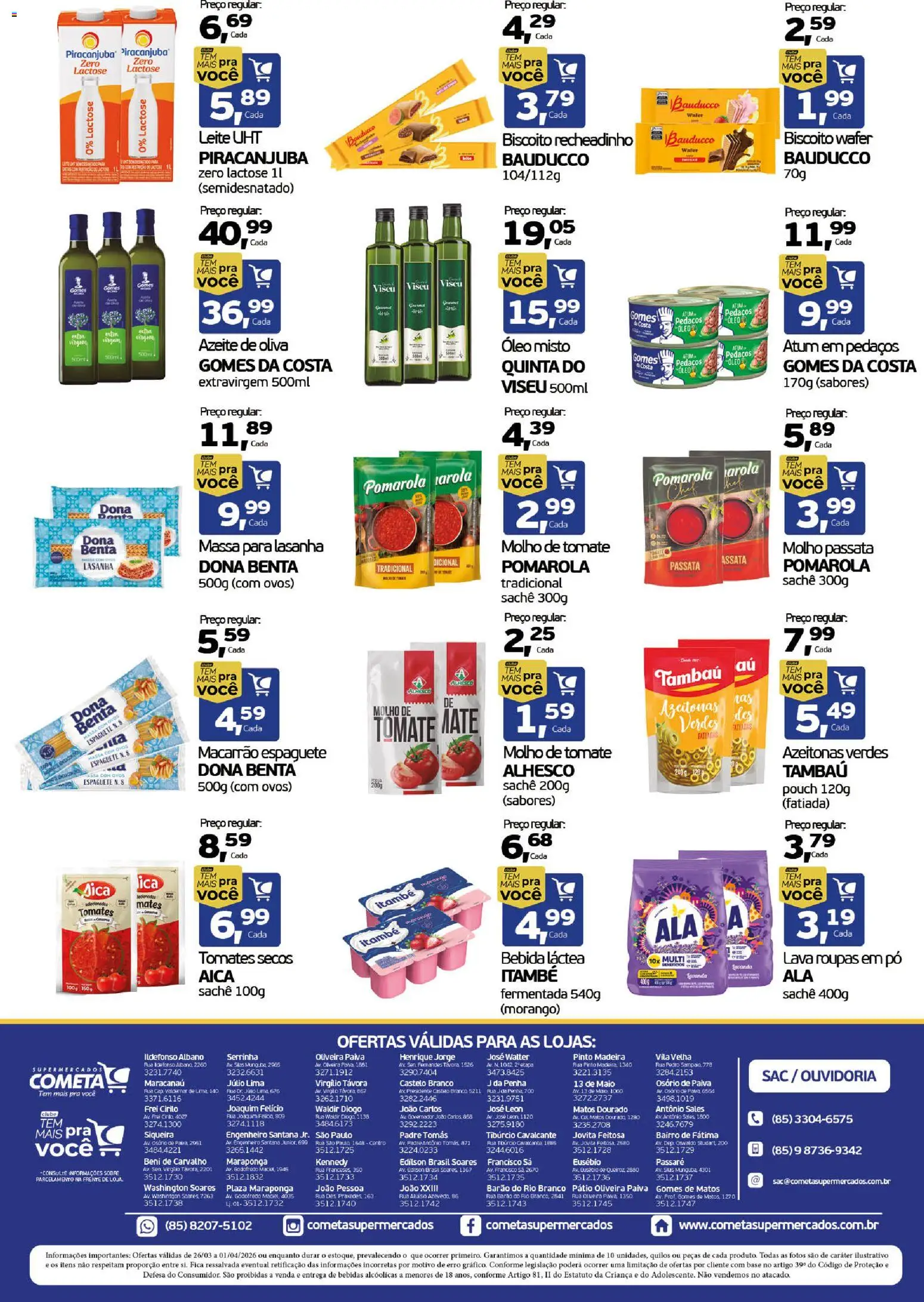 Cometa Supermercados Folheto - válido de 26.03.2026 | Página: 2 | Produtos: Molho de tomate, Óleo, Tomates, Base