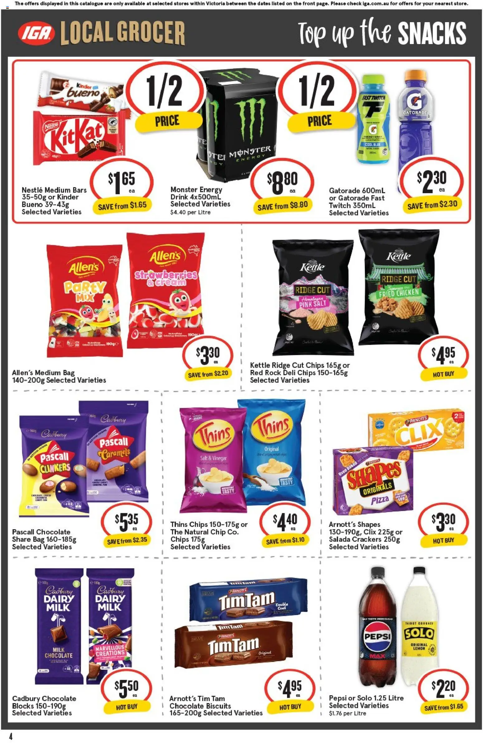 IGA catalogue - valid from 29.10.2025 | Page: 4 | Products: Crackers, Pepsi, Salt, Lemon