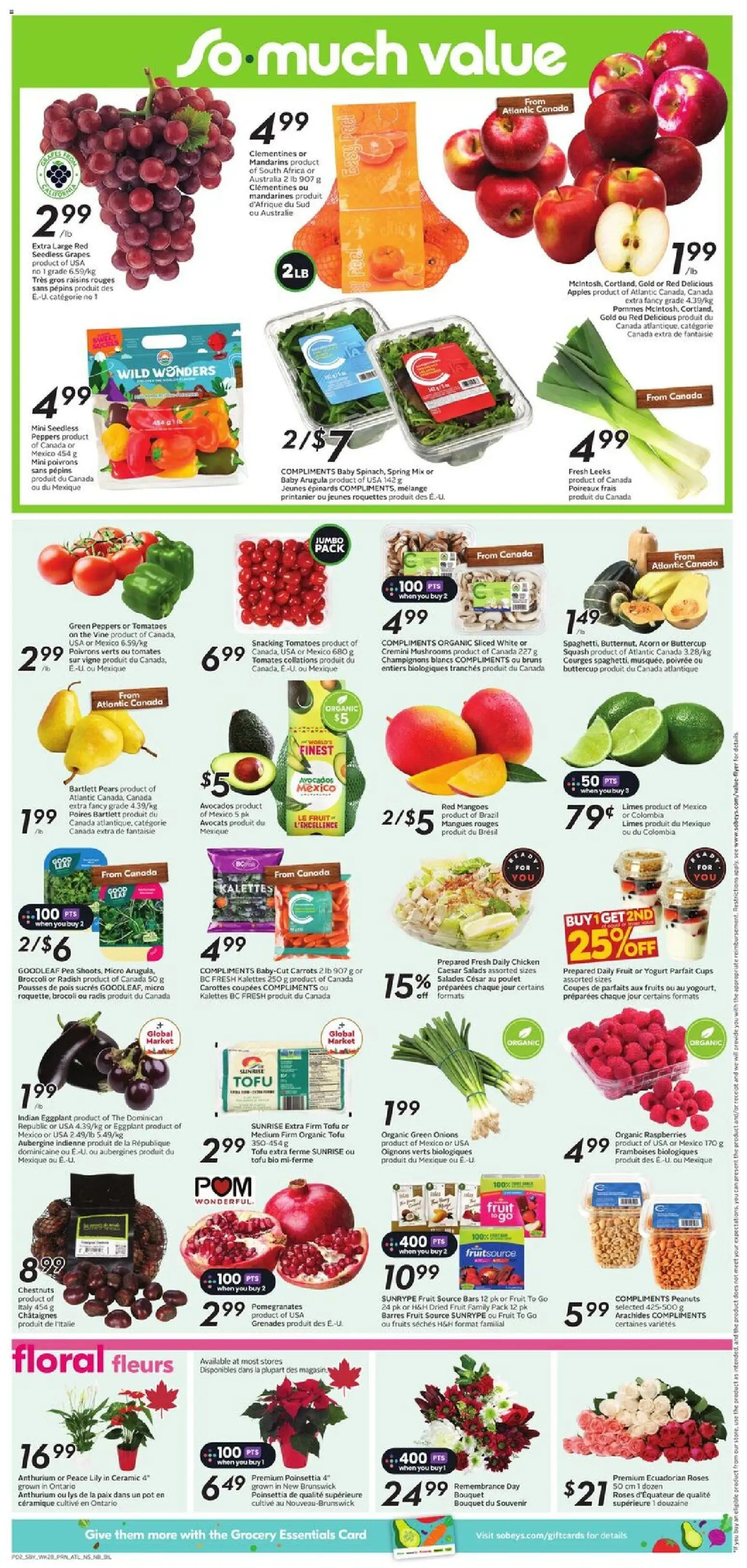 Sobeys flyer valid from 06.11.2025 | Page: 5 | Products: Yogurt, Chicken, Apples, Tomatoes