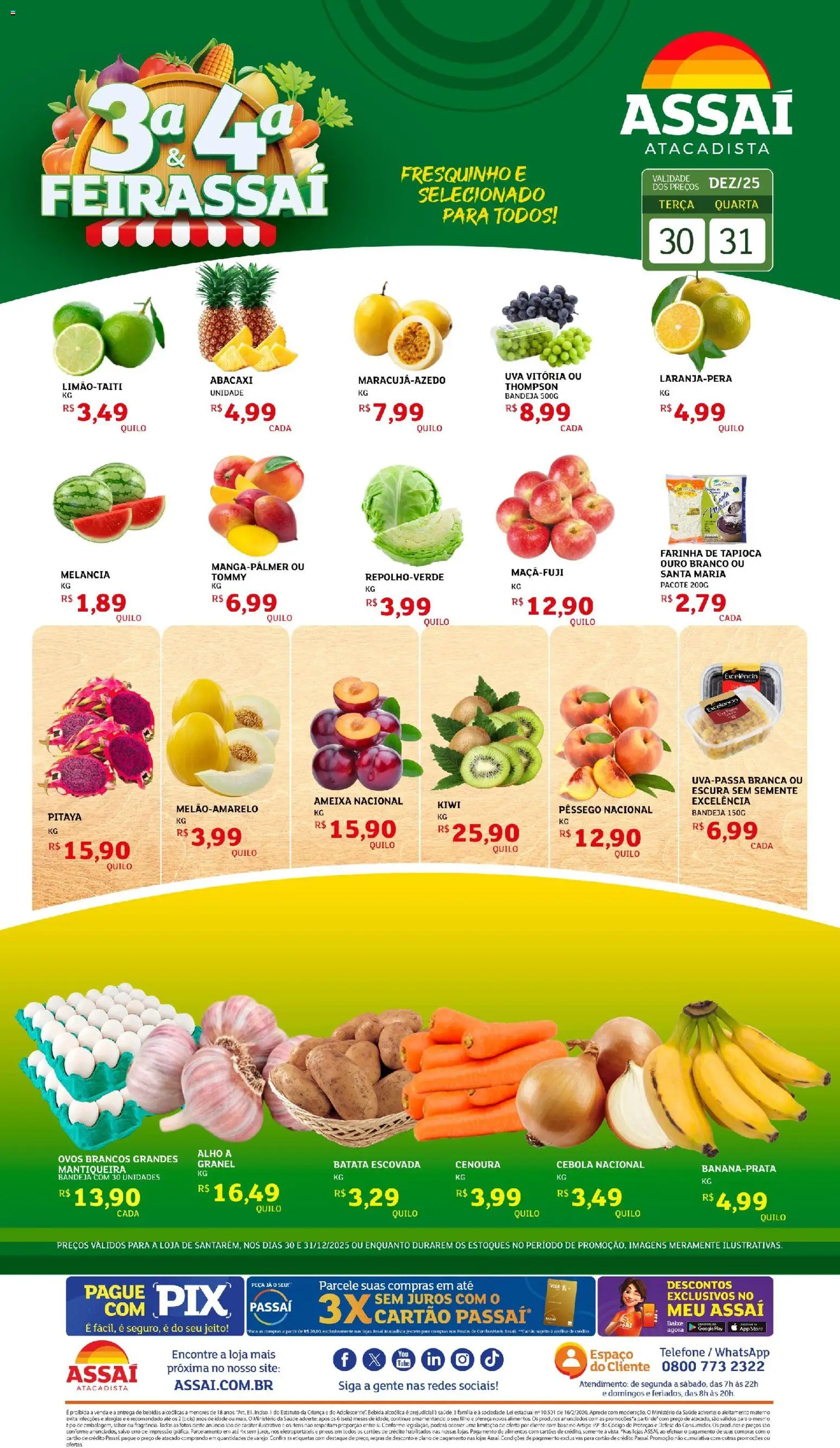 Assaí Atacadista Folheto - válido de 30.12.2025 | Página: 1 | Produtos: Ovos, Abacaxi, Bandeja, Batata