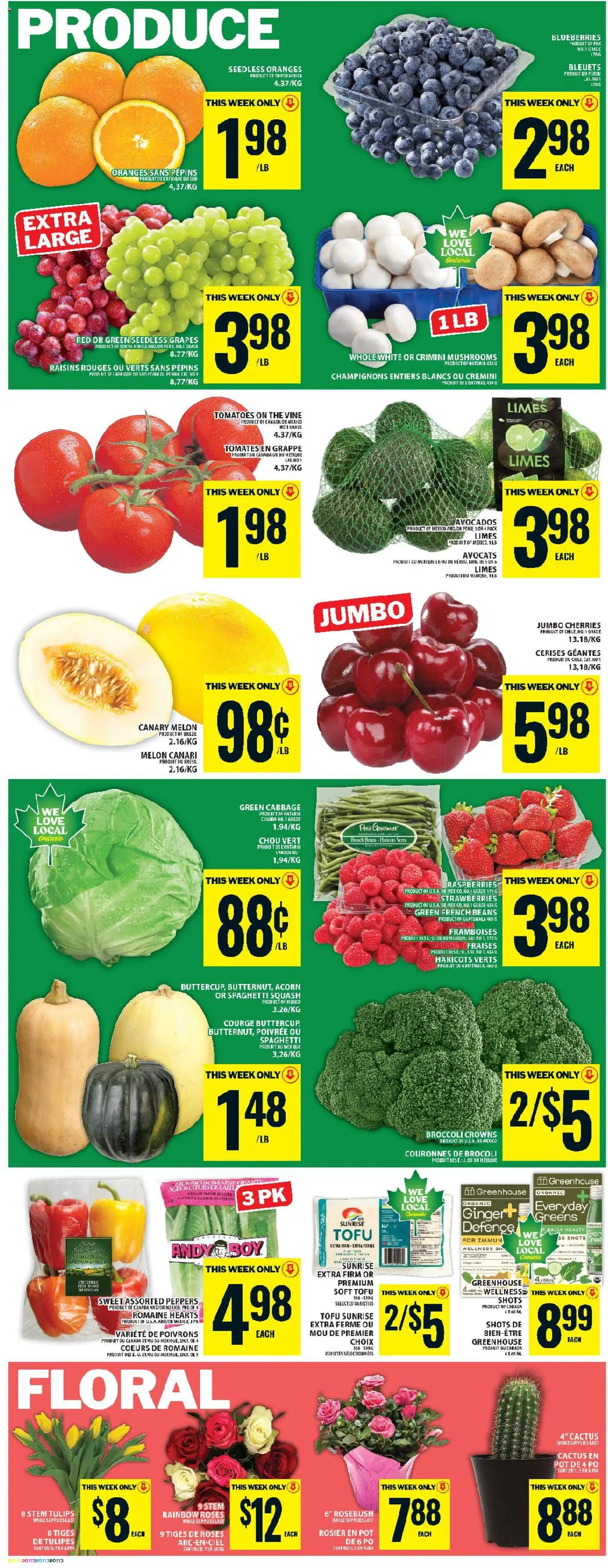 Food Basics flyer valid from 08.01.2026 | Page: 4 | Products: Strawberries, Oranges, Tomatoes