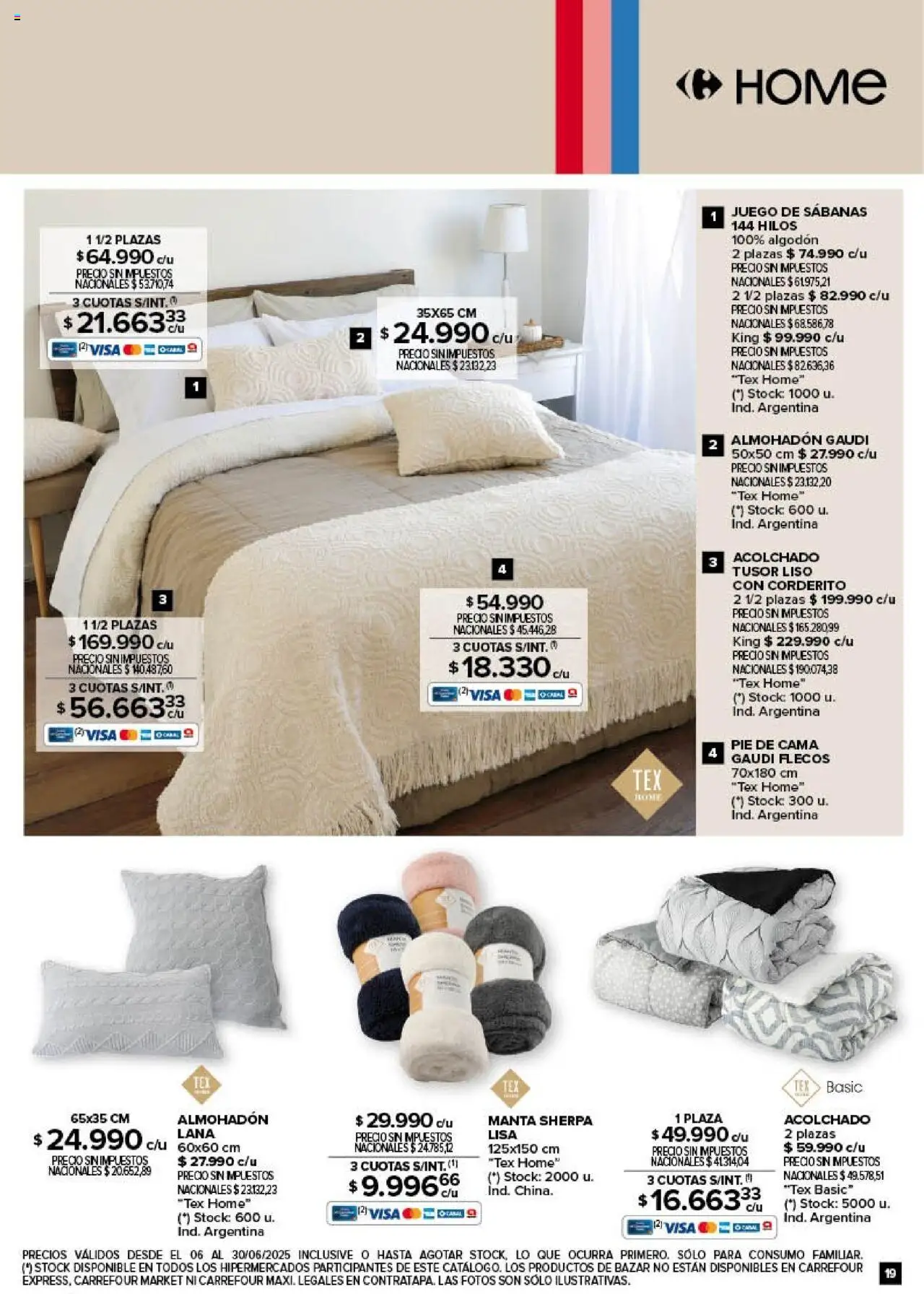 Carrefour - Deco Hogar │ válido desde el 06.06.2025 | Página: 19 | Productos: Algodón, Almohadon, Acolchado, Cama