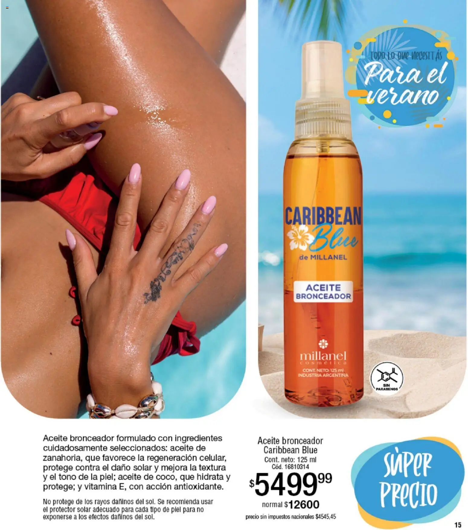 Millanel - Catálogo │ válido desde el 05.01.2026 | Página: 15 | Productos: Aceite, Bronceador, Protector solar