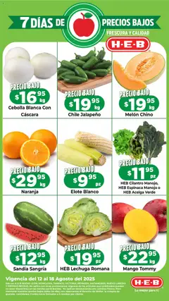 Nuevas ofertas de H-E-B válidas en toda la República Mexicana desde el 12.08.2025. ¡Encuentra las mejores ofertas en H-E-B - Folleto Precios Bajos! | Página: 1
