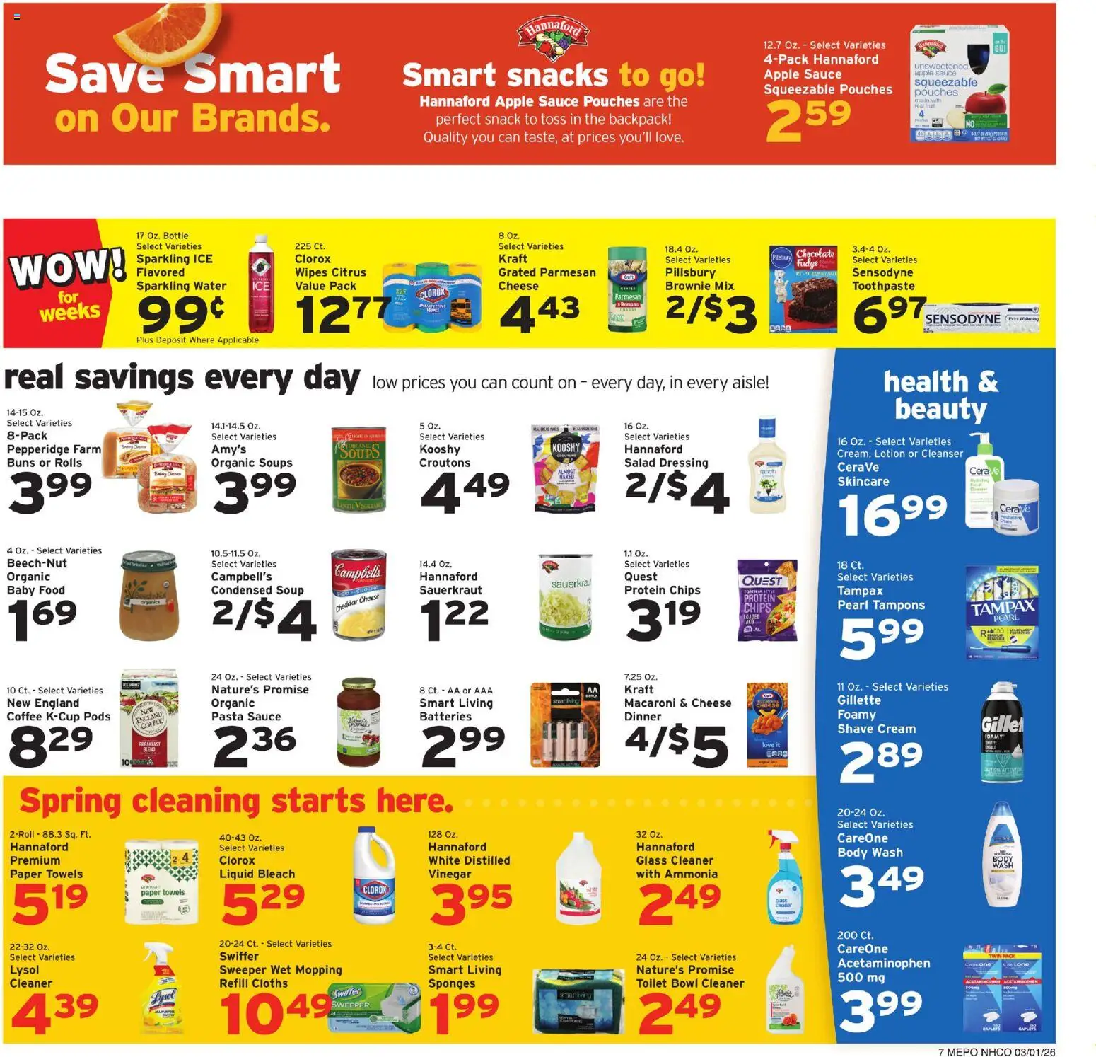 Hannaford Weekly Ad - valid from 01.03.2026 | Page: 10 | Products: Cheese, Pasta, Body Wash, Water