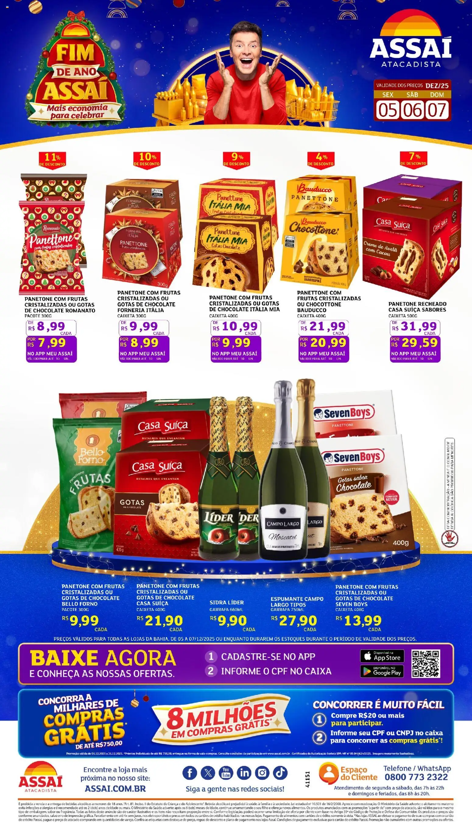 Assaí Atacadista Folheto - válido de 05.12.2025 | Página: 1 | Produtos: Espumante, Telefone, Creme de avelã, Frutas cristalizadas