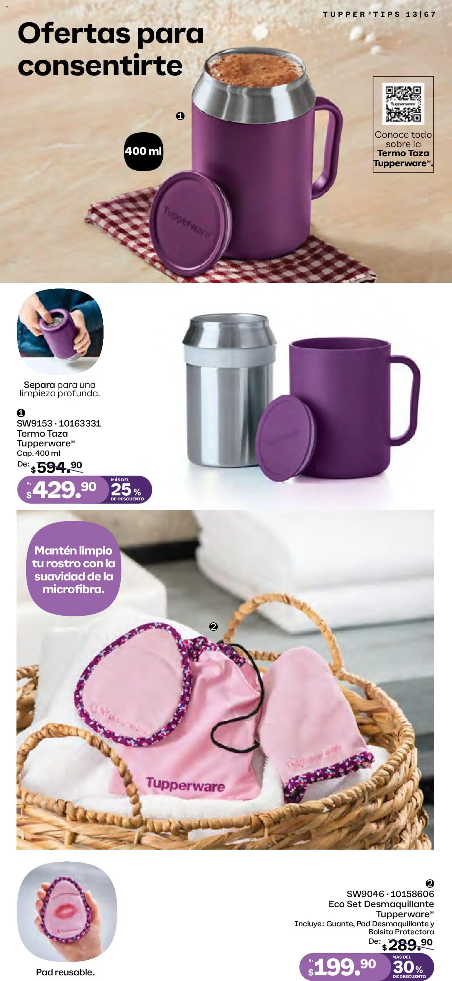 Nuevas ofertas de Tupperware válidas en toda la República Mexicana desde el 01.12.2025. ¡Encuentra las mejores ofertas en Tupperware catálogo! | Página: 67 | Productos: Taza, Desmaquillante, Termo, Sobre