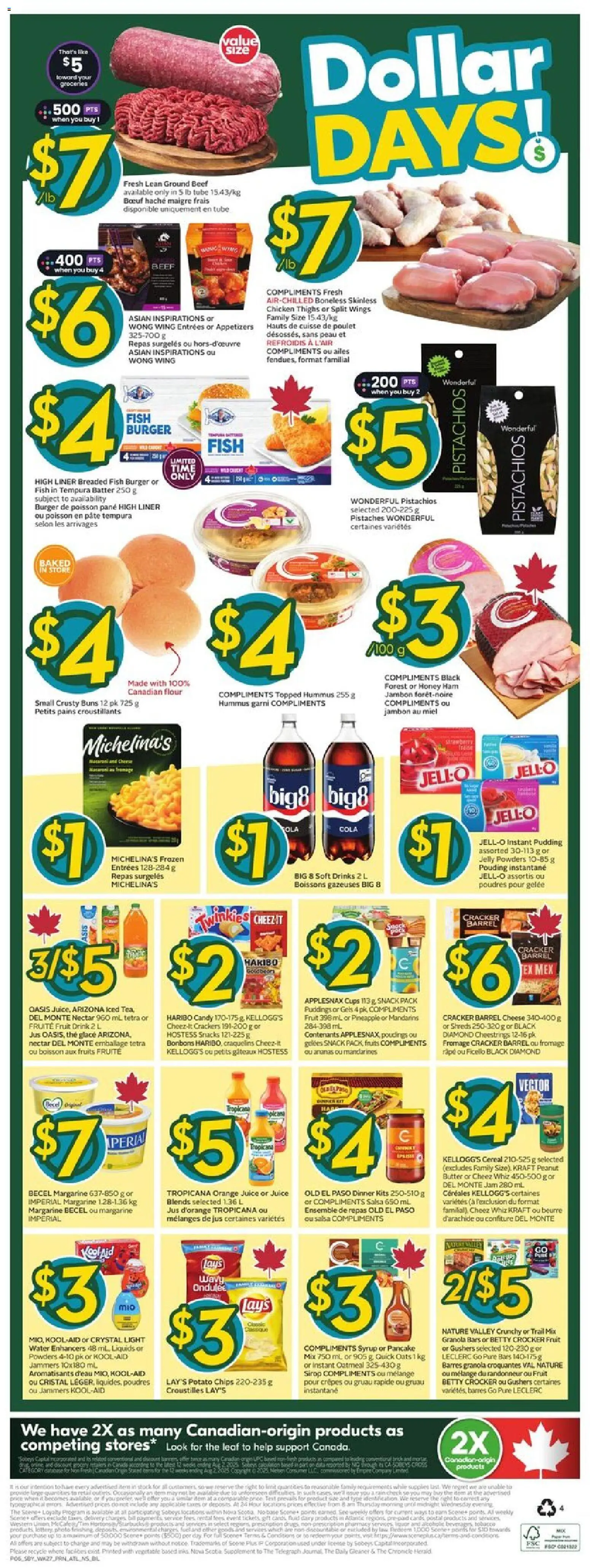 Sobeys flyer valid from 30.10.2025 | Page: 4 | Products: Beef, Cheese, Ham, Chicken