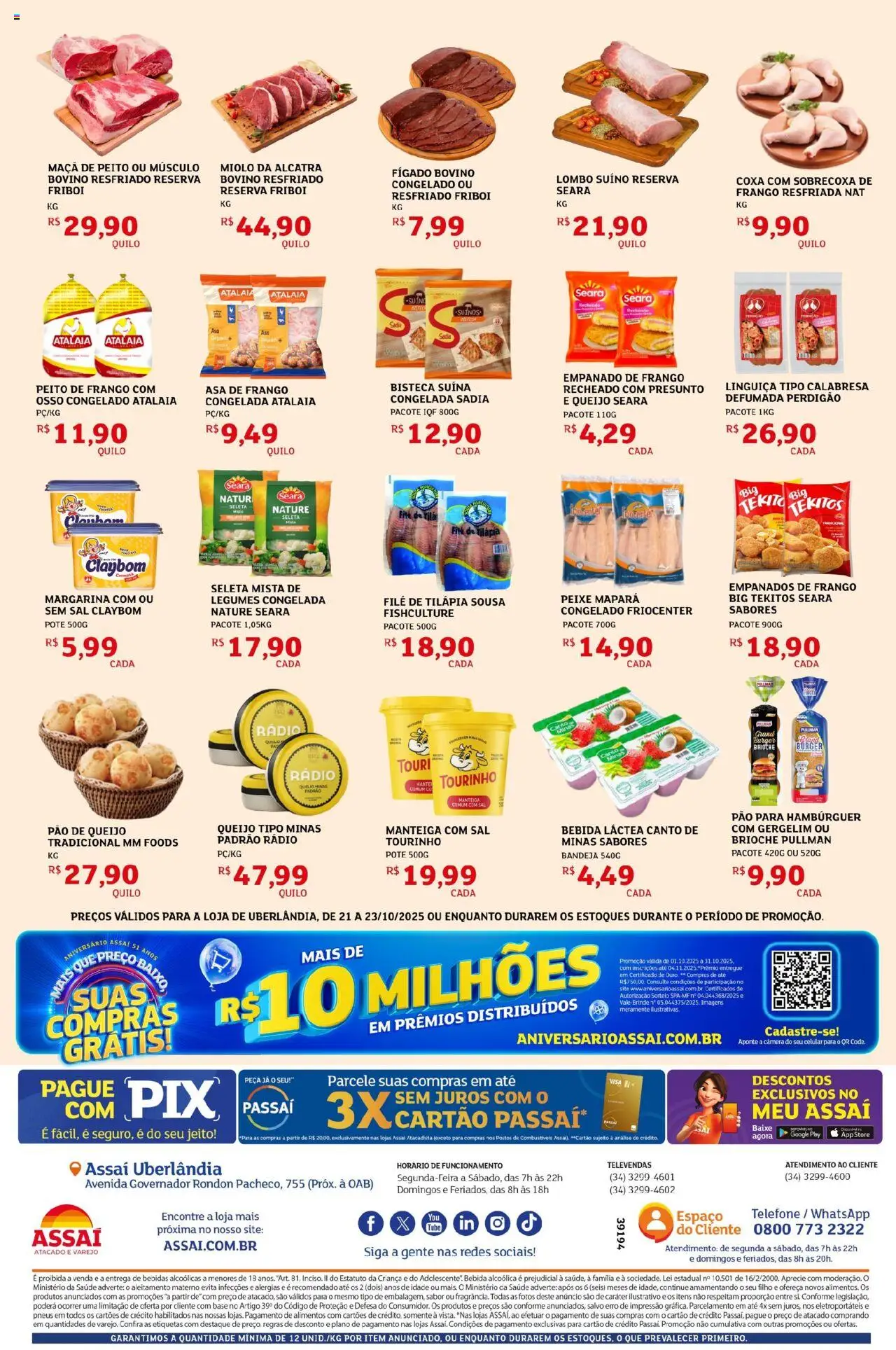 Assaí Atacadista Folheto - válido de 21.10.2025 | Página: 2 | Produtos: Tilápia, Presunto, Bebida, Rádio