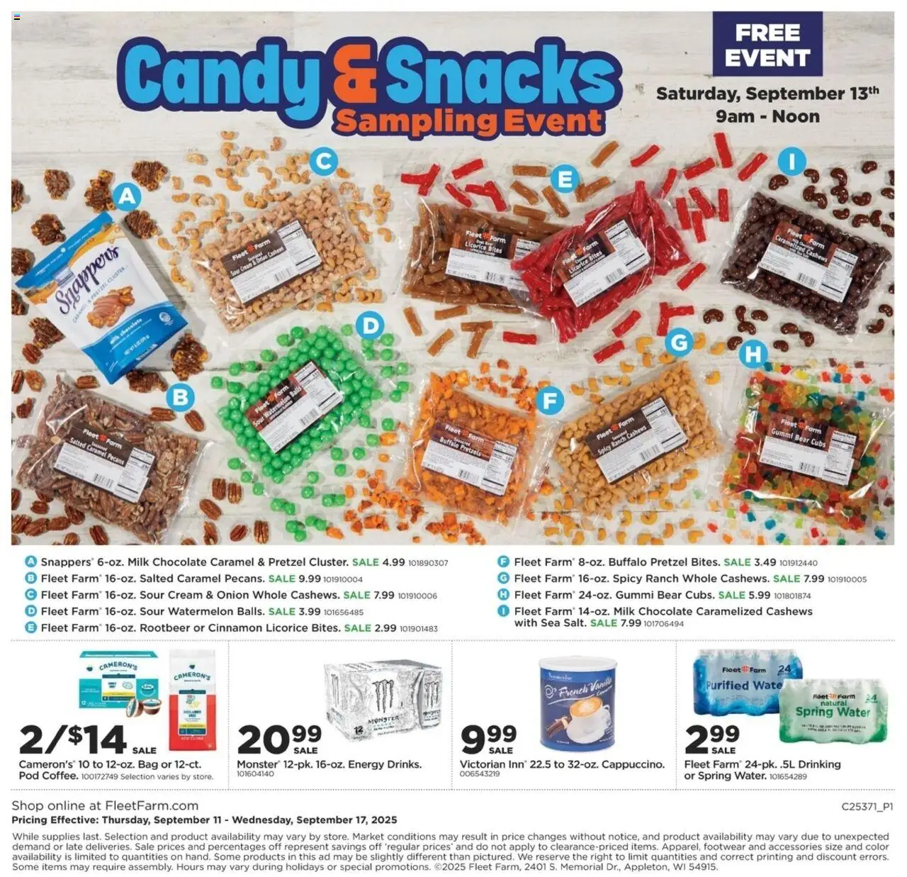 Mills Fleet Farm Weekly Ad - valid from 11.09.2025 | Page: 19 | Products: Chocolate, Cream, Water, Bag