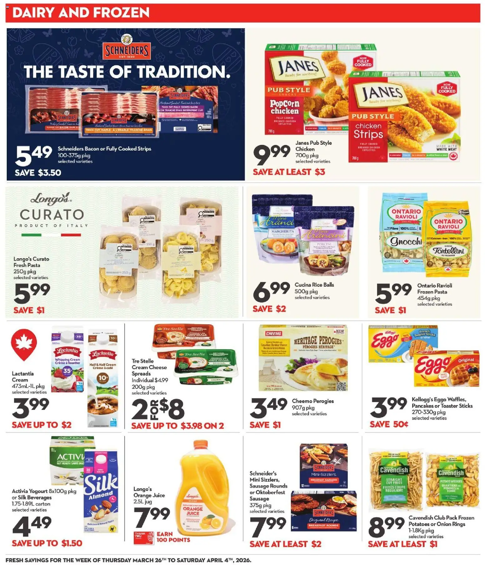 Longo's flyer valid from 26.03.2026 | Page: 21 | Products: Potatoes, Cheese, Eggs, Chicken