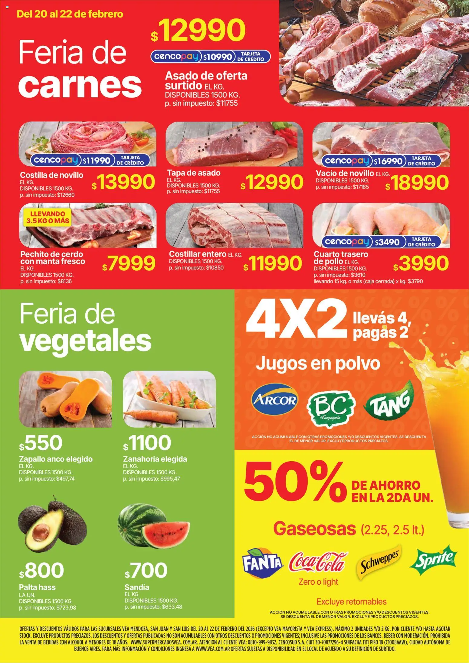 Vea - Ofertas fin de semana Cuyo │ válido desde el 20.02.2026 | Página: 3 | Productos: Sandía, Polvo, Cerdo, Zanahoria
