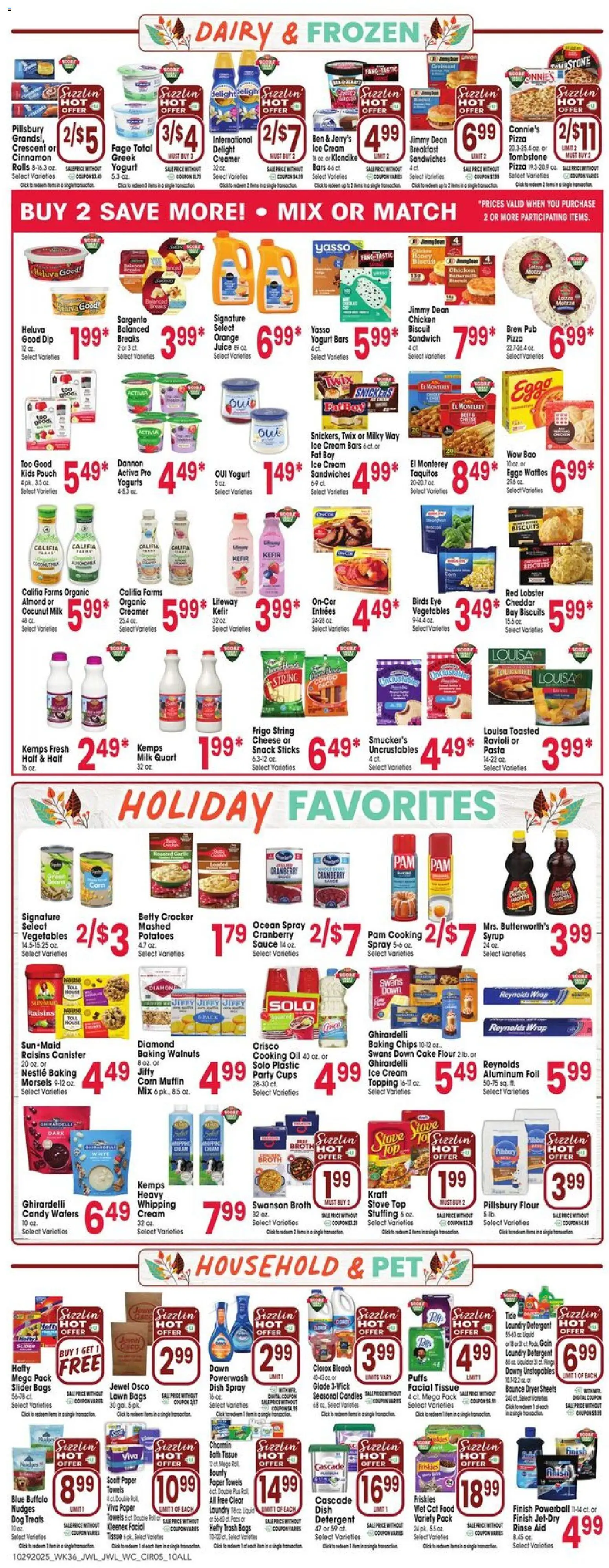 Jewel Osco Weekly Ad - valid from 29.10.2025 | Page: 5 | Products: Cheese, Pizza, Juice, Detergent