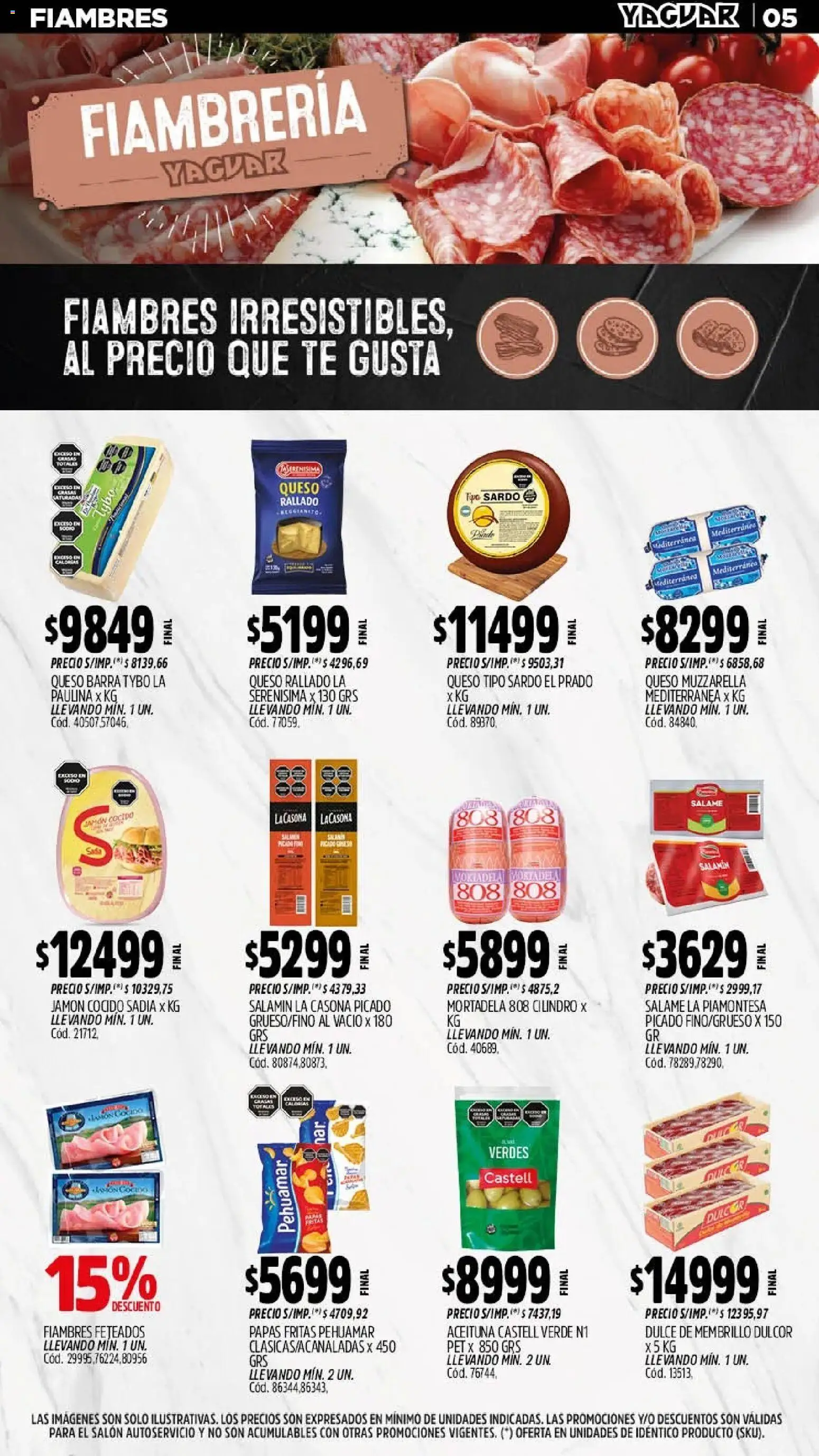 Yaguar - Oferta Semanal Chaco │ válido desde el 13.04.2026 | Página: 5 | Productos: Jamón cocido, Muzzarella, Queso, Salame