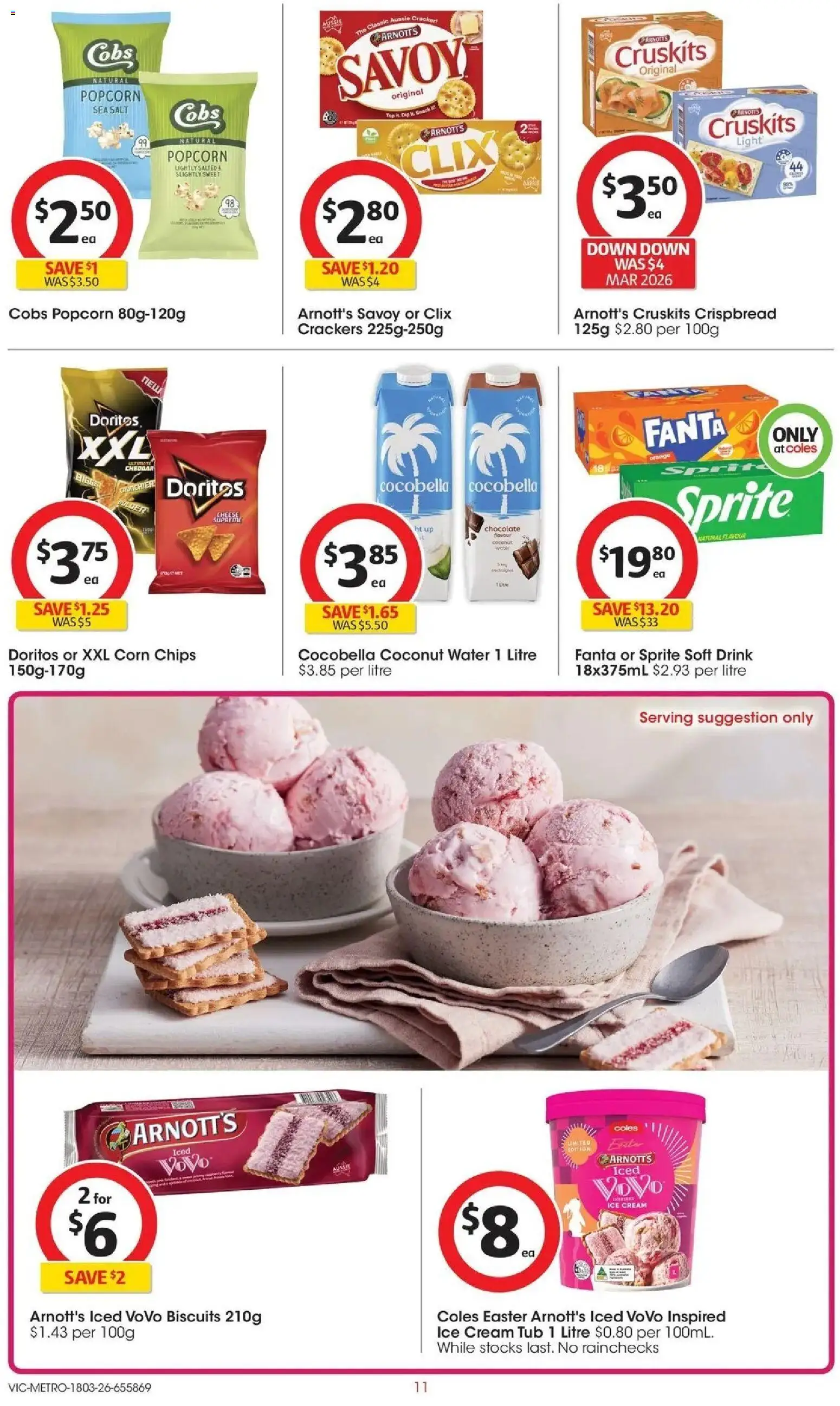 Coles catalogue - valid from 17.03.2026 | Page: 11 | Products: Light, Cream, Ice cream, Water