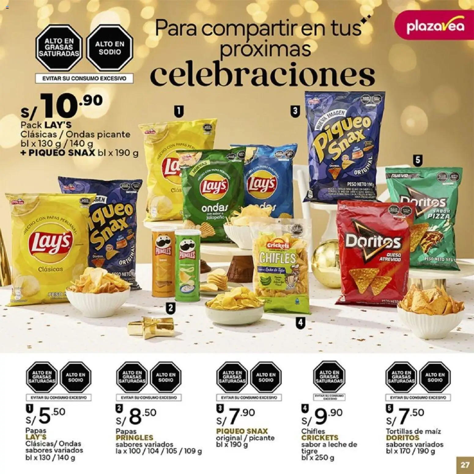 Catálogo Plaza Vea válido desde 26.12.2025 | Página: 27 | Productos: Leche, Queso, Pizza, Papas