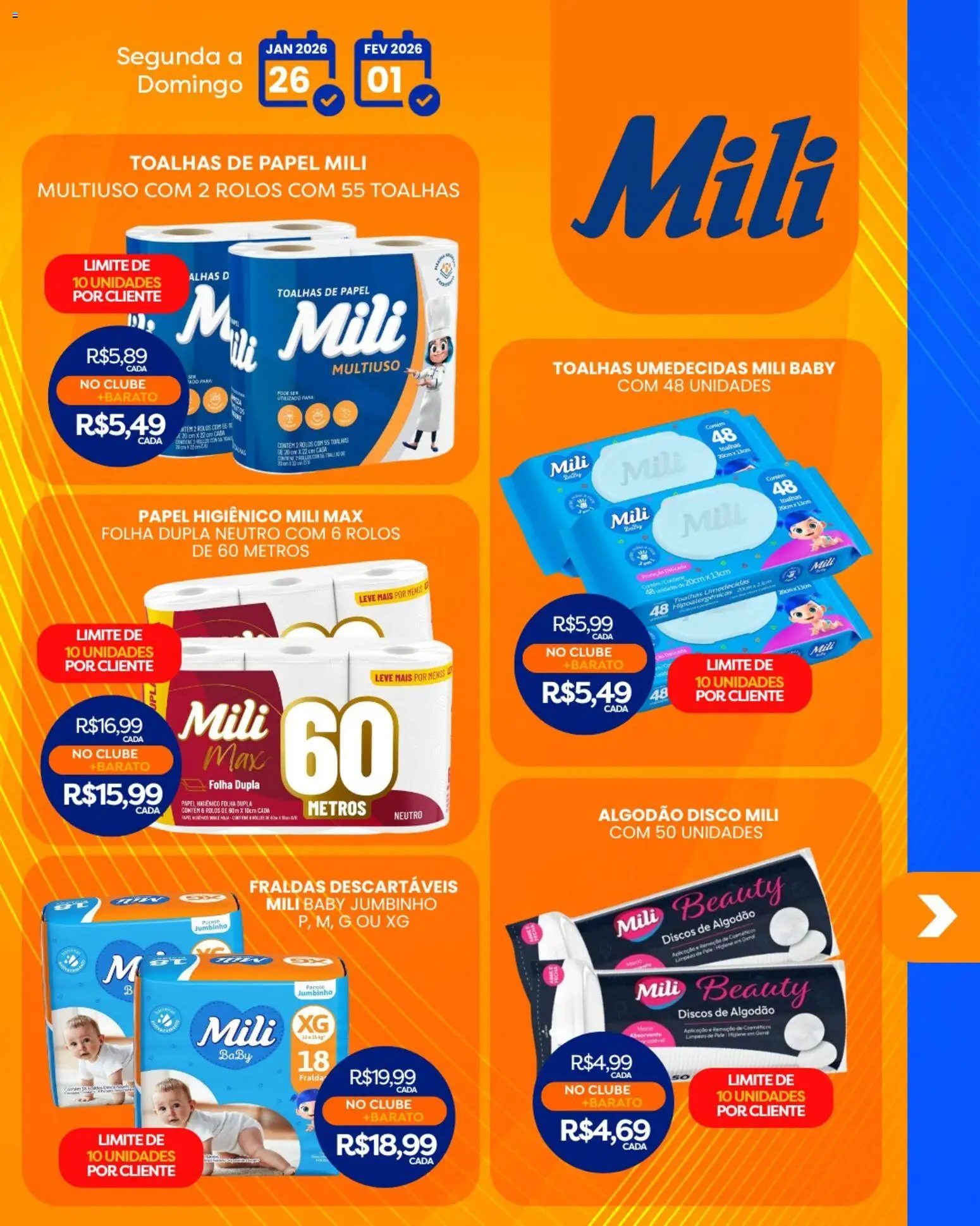 Rede Bom Lugar Folheto - válido de 26.01.2026 | Página: 5 | Produtos: Gin, Algodão, Papel higiênico, Disco