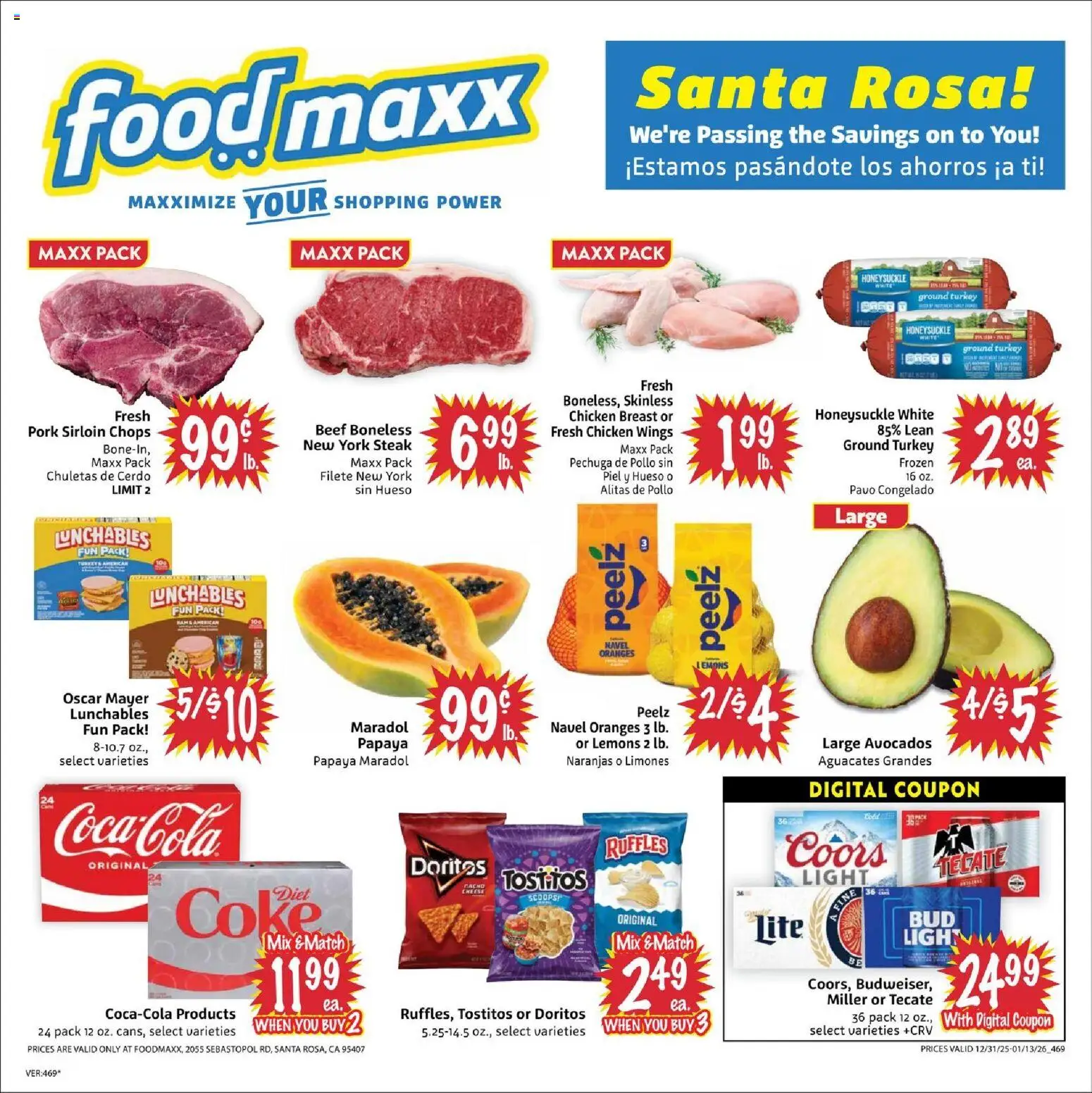 FoodMaxx Weekly Ad - valid from 31.12.2025 | Page: 1 | Products: Pork, Oranges, Beef