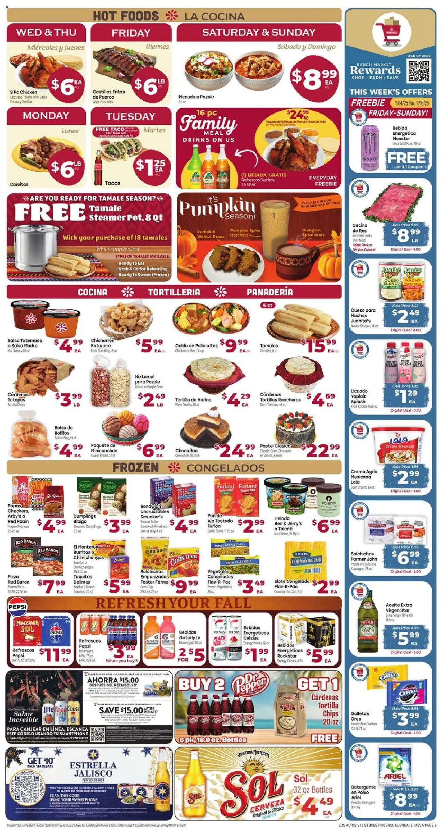 Cardenas Weekly Ad - AZ - valid from 12.11.2025 | Page: 3 | Products: Corn, Beef, Detergent, Peach