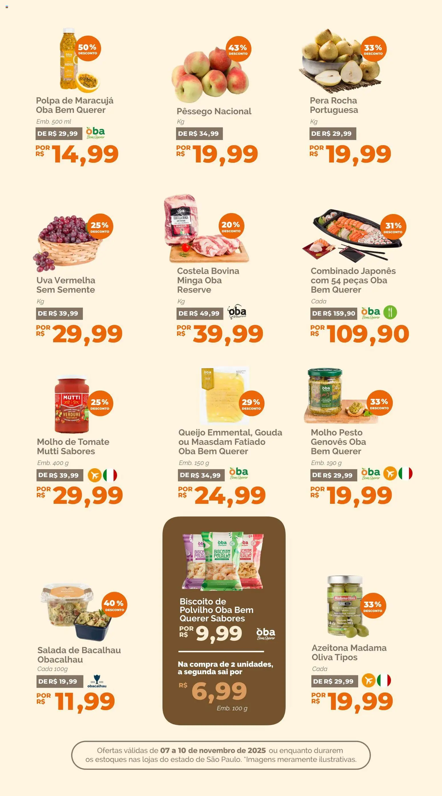 Oba Hortifruti Folheto - válido de 07.11.2025 | Página: 6 | Produtos: Maracujá, Molho de tomate, Queijo, Salada