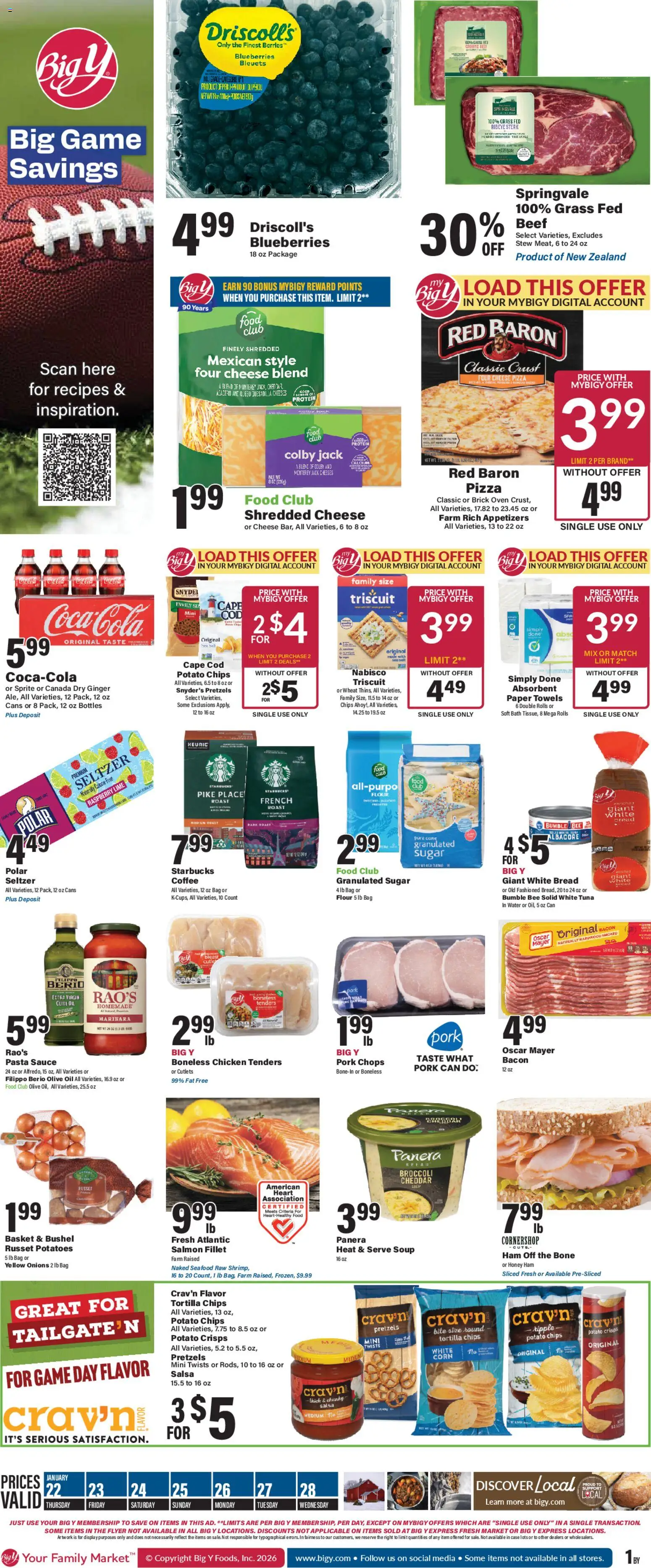 Big Y Weekly Ad - valid from 22.01.2026 | Page: 1 | Products: Bath, Ham, Seafood, Lime