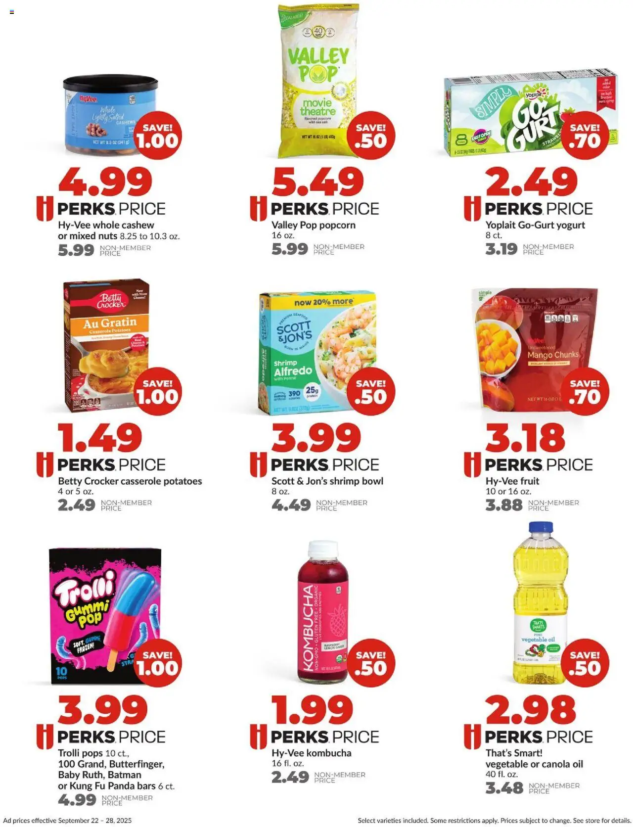 HyVee Weekly Ad - valid from 22.09.2025 | Page: 4 | Products: Oil, Nuts, Potatoes, Seafood