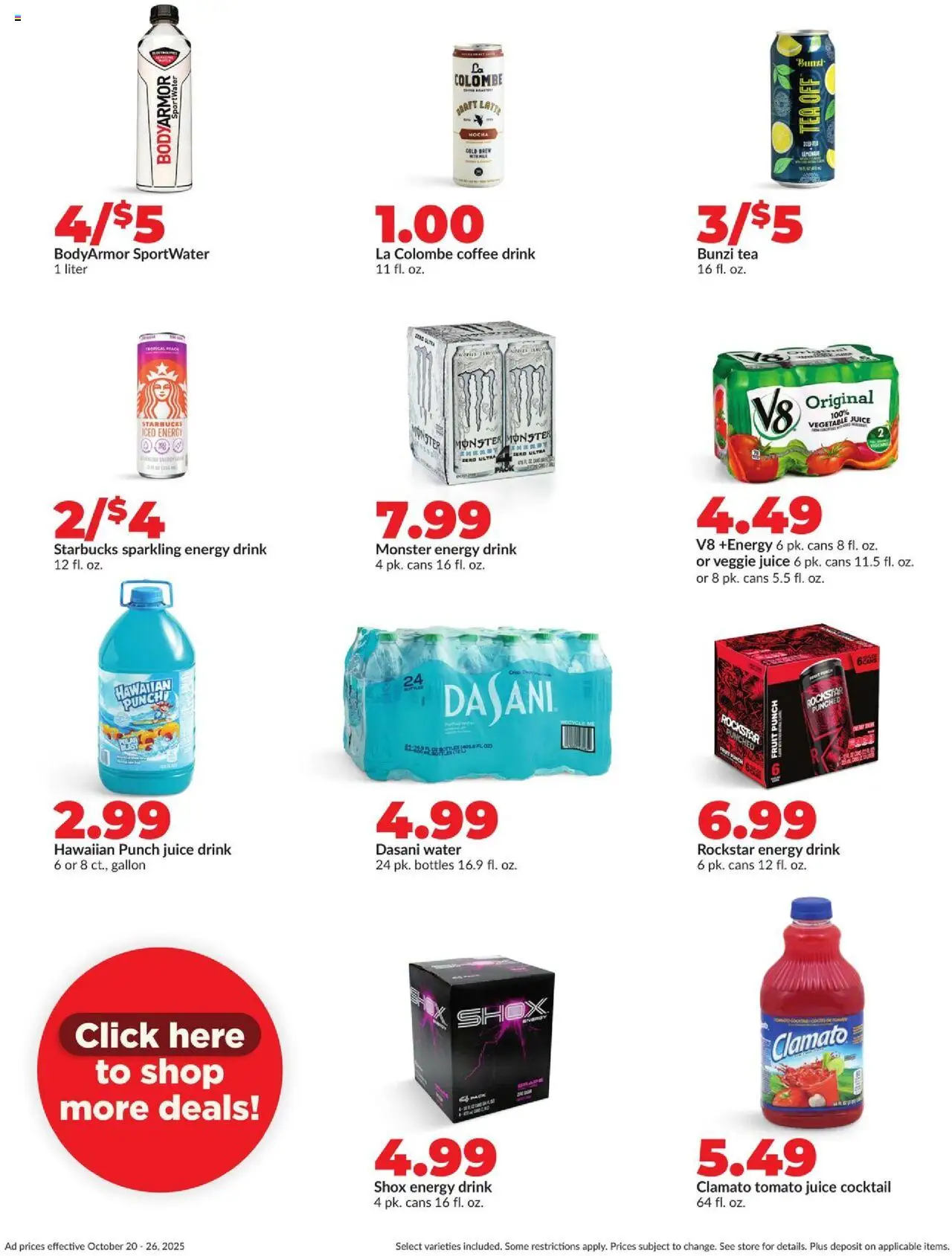 HyVee Weekly Ad - valid from 20.10.2025 | Page: 24 | Products: Coffee, Juice, Tea, Peach