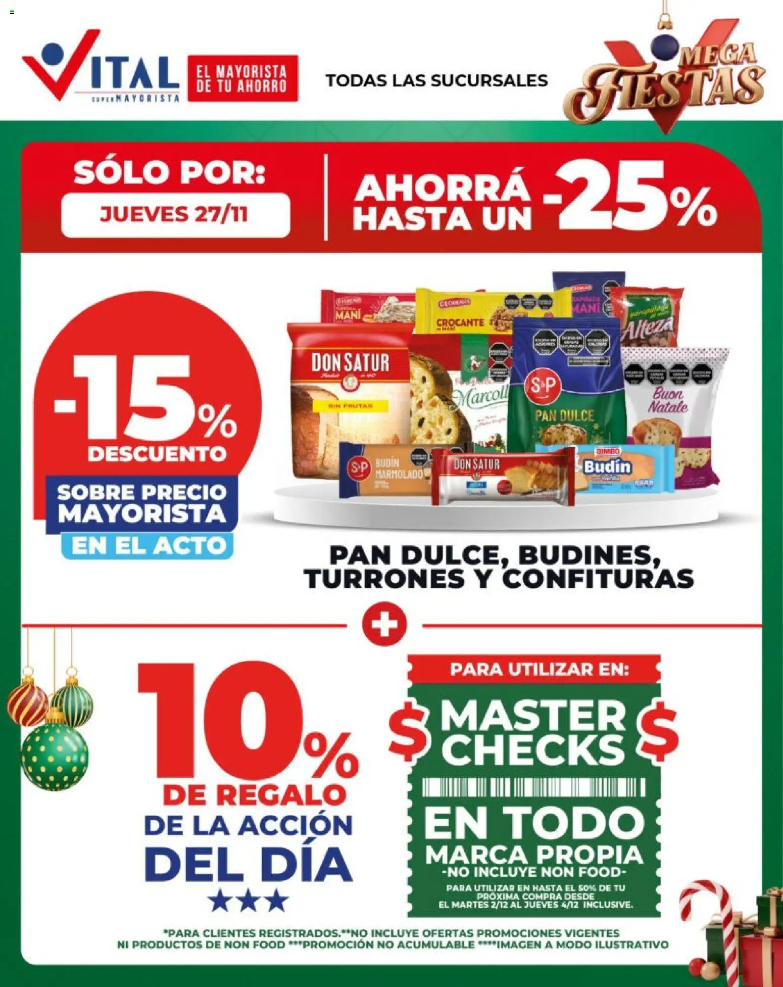 Vital - Sólo por │ válido desde el 27.11.2025 | Página: 1 | Productos: Sobre, Budín, Mani, Pan