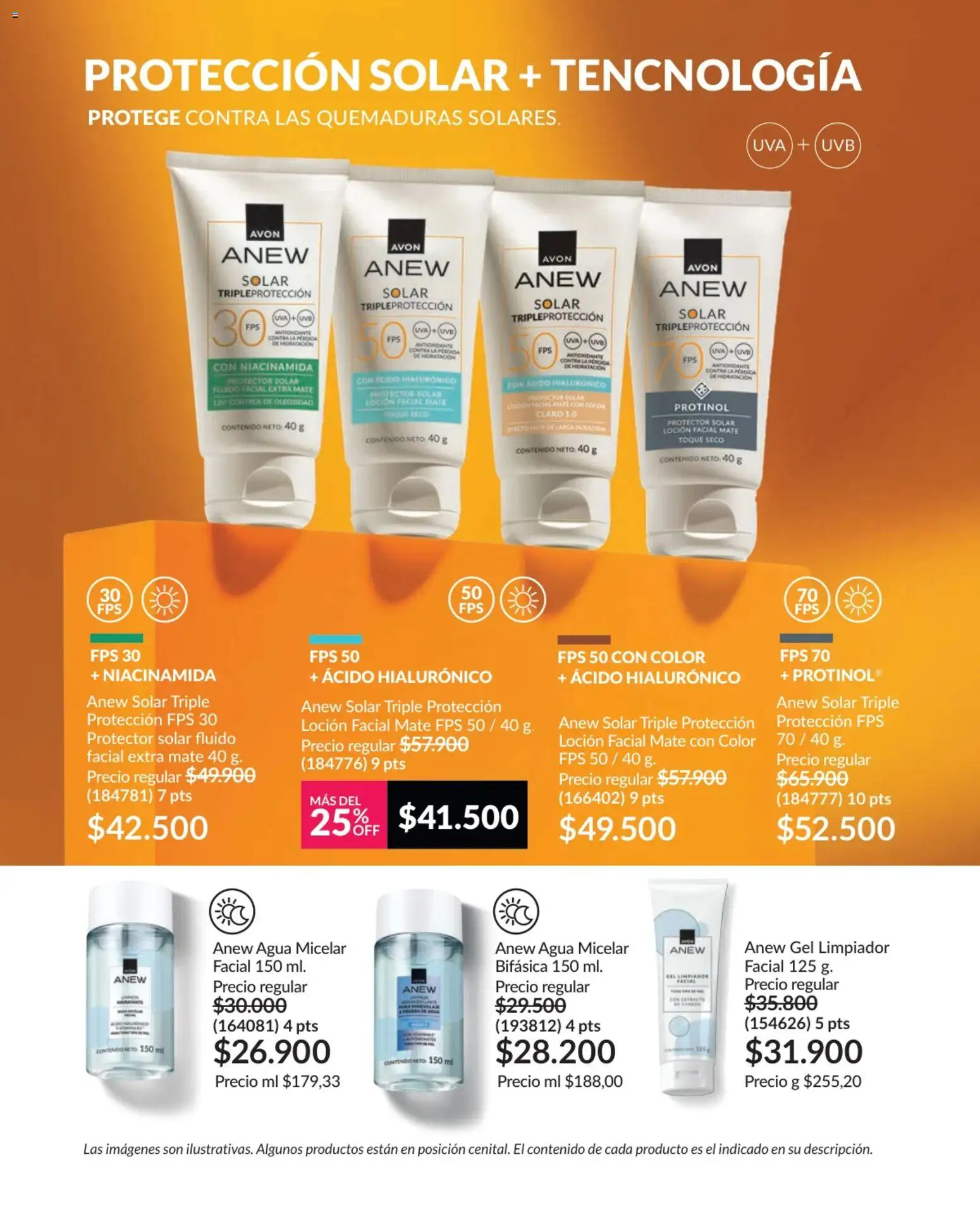 Avon revista - valida desde el 01.04.2026 | Página: 134 | Productos: Agua micelar, Loción, Uva, Protector solar