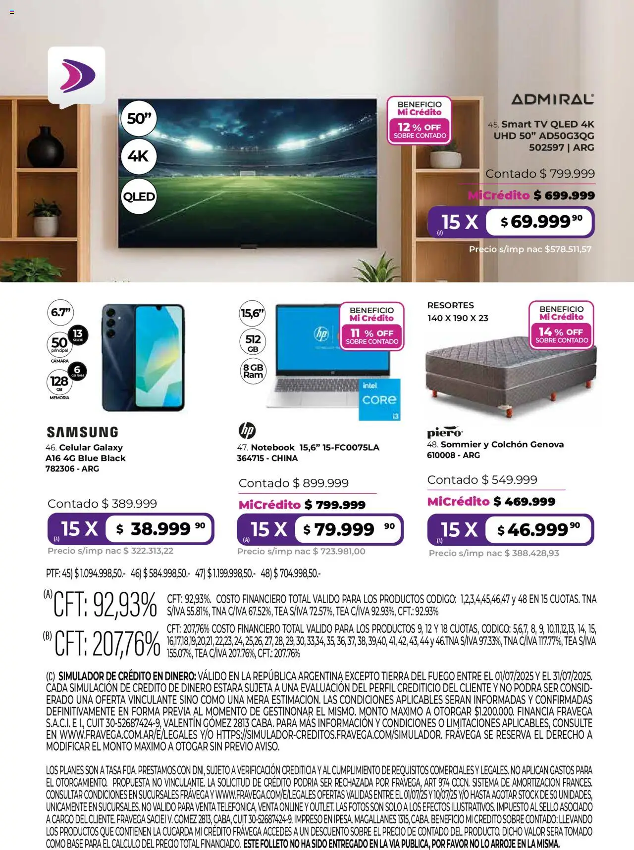 Frávega ofertas │ válido desde el 01.07.2025 | Página: 8 | Productos: Cámara, Colchón, Sobre, Notebook