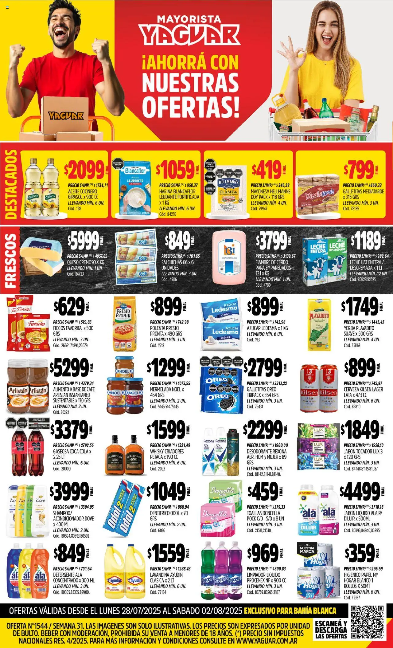 Yaguar - Bahía Blanca │ válido desde el 28.07.2025 | Página: 1 | Productos: Whisky, Toallas, Azucar, Leche