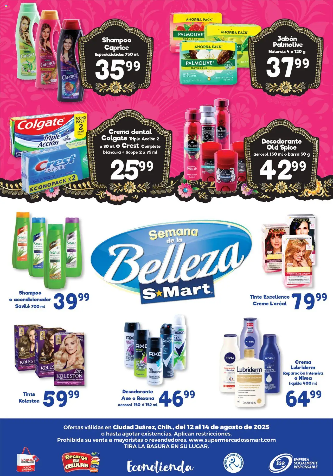 Nuevas ofertas de S-Mart válidas en toda la República Mexicana desde el 12.08.2025. ¡Encuentra las mejores ofertas en S-Mart - Folleto - Juarez! | Página: 6 | Productos: Crema, Cacao, Body, Jabón