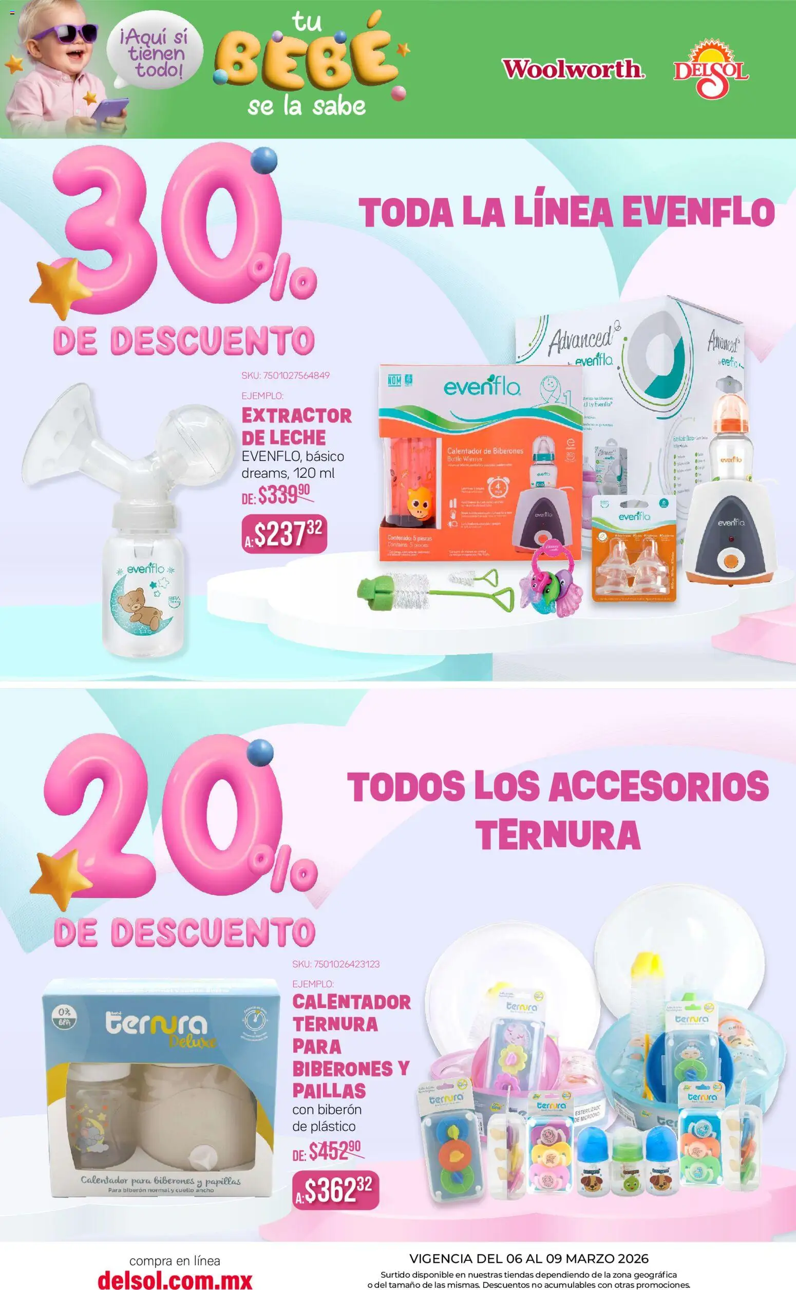 Nuevas ofertas de Del Sol y Woolworth válidas en toda la República Mexicana desde el 06.03.2026. ¡Encuentra las mejores ofertas en Del Sol y Woolworth catálogo! | Página: 5 | Productos: Biberón, Leche, Extractor