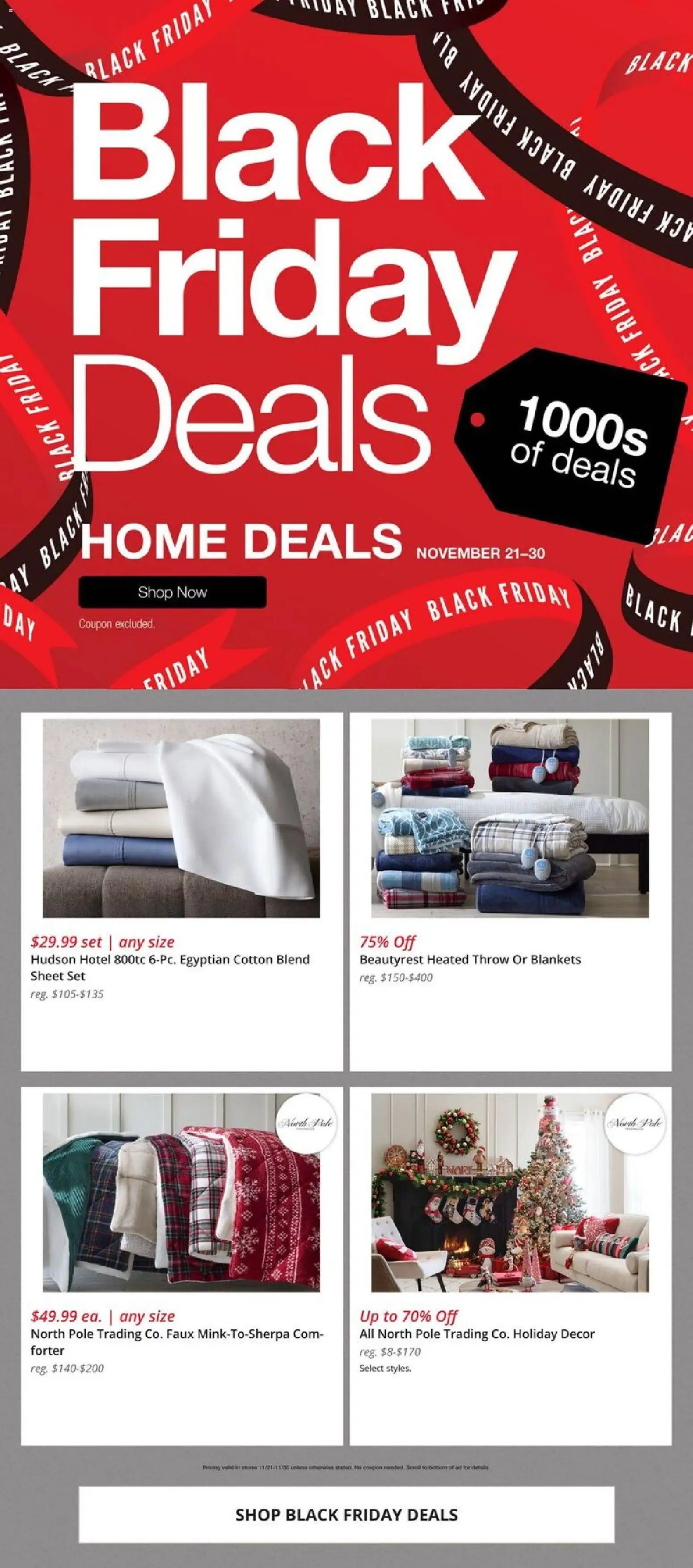 JCPenney Black Friday Home Deals - valid from 21.11.2025 | Page: 1 | Products: Sheet