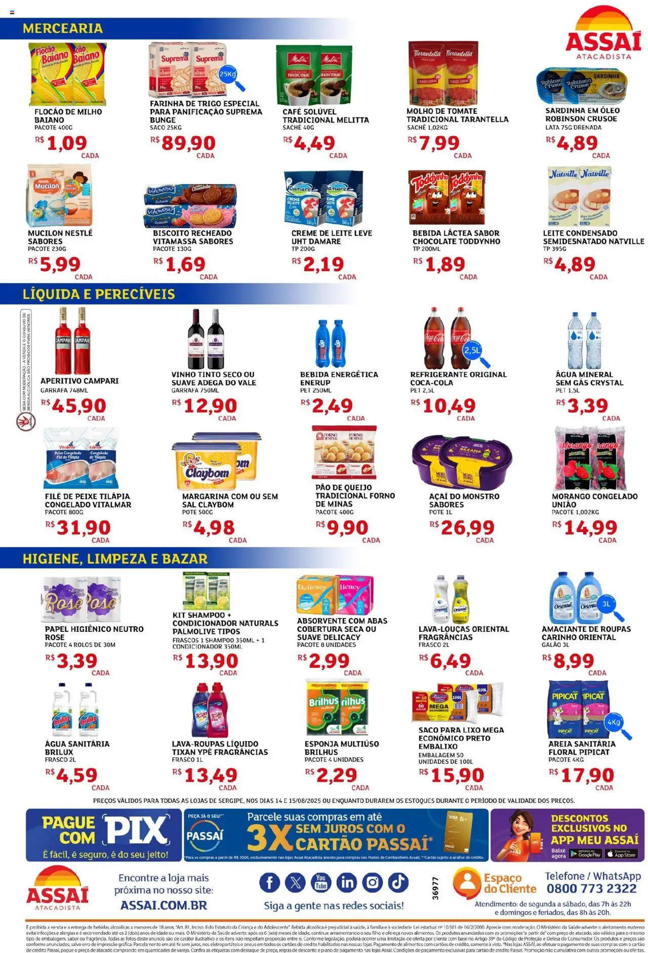 Assaí Atacadista Folheto - válido de 14.08.2025 | Página: 2 | Produtos: Molho de tomate, Base, Biscoito recheado, Papel higiênico
