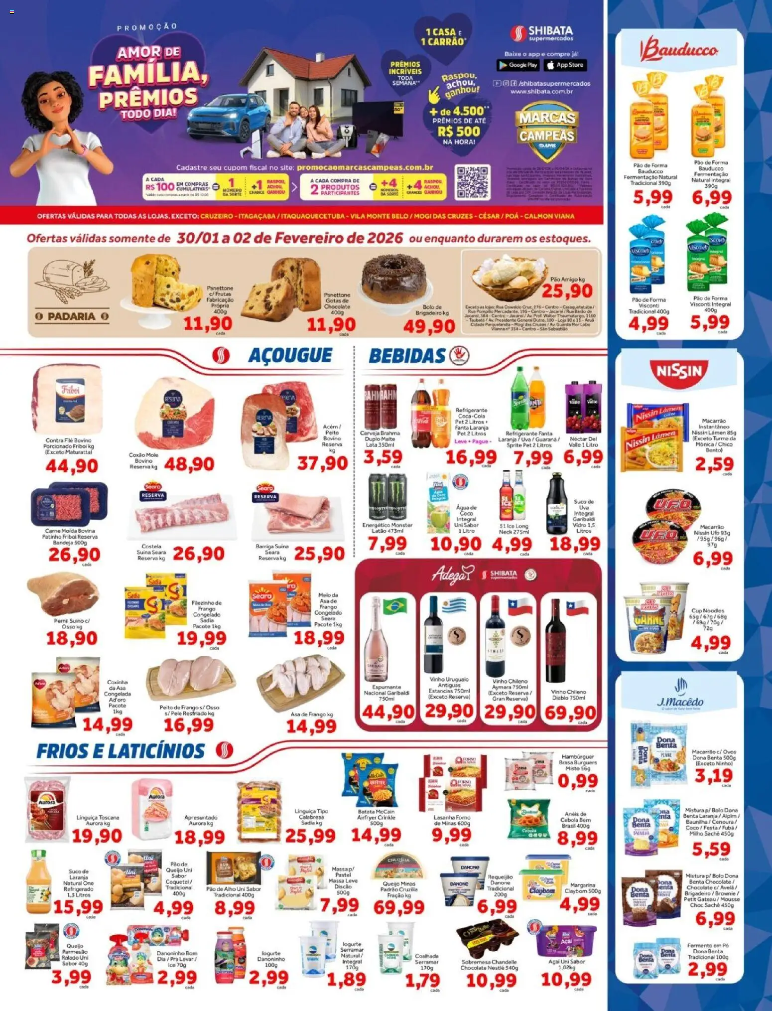 Shibata Folheto - válido de 30.01.2026 | Página: 1 | Produtos: Fubá, Macarrão, Lasanha, Requeijão