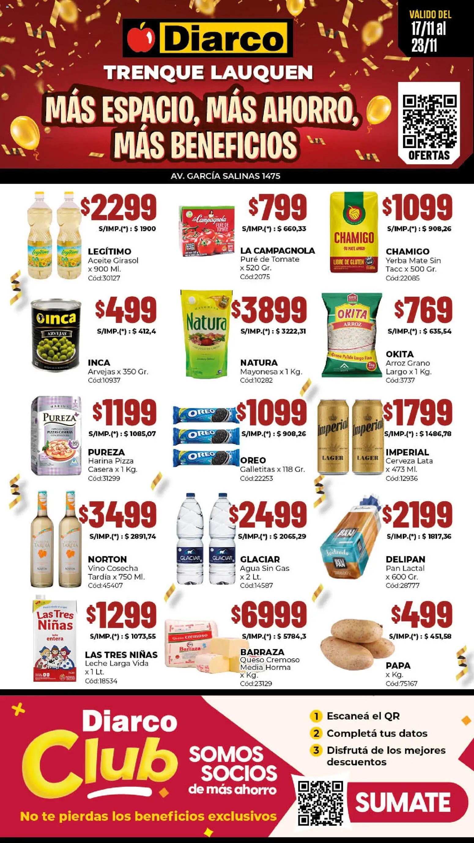 Diarco - Ofertas De Reapertura │ válido desde el 17.11.2025 | Página: 1 | Productos: Harina, Yerba, Leche, Queso