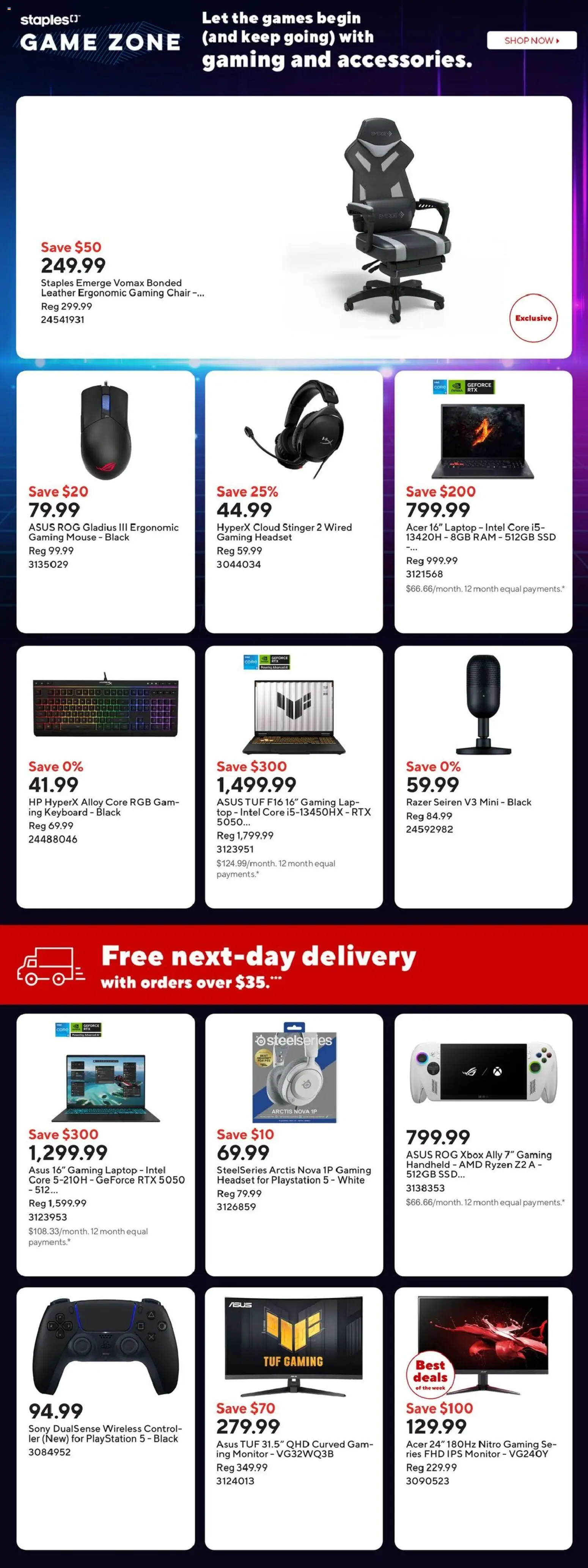 Staples flyer valid from 24.04.2026 | Page: 7 | Products: Mouse, Playstation, Xbox, Game