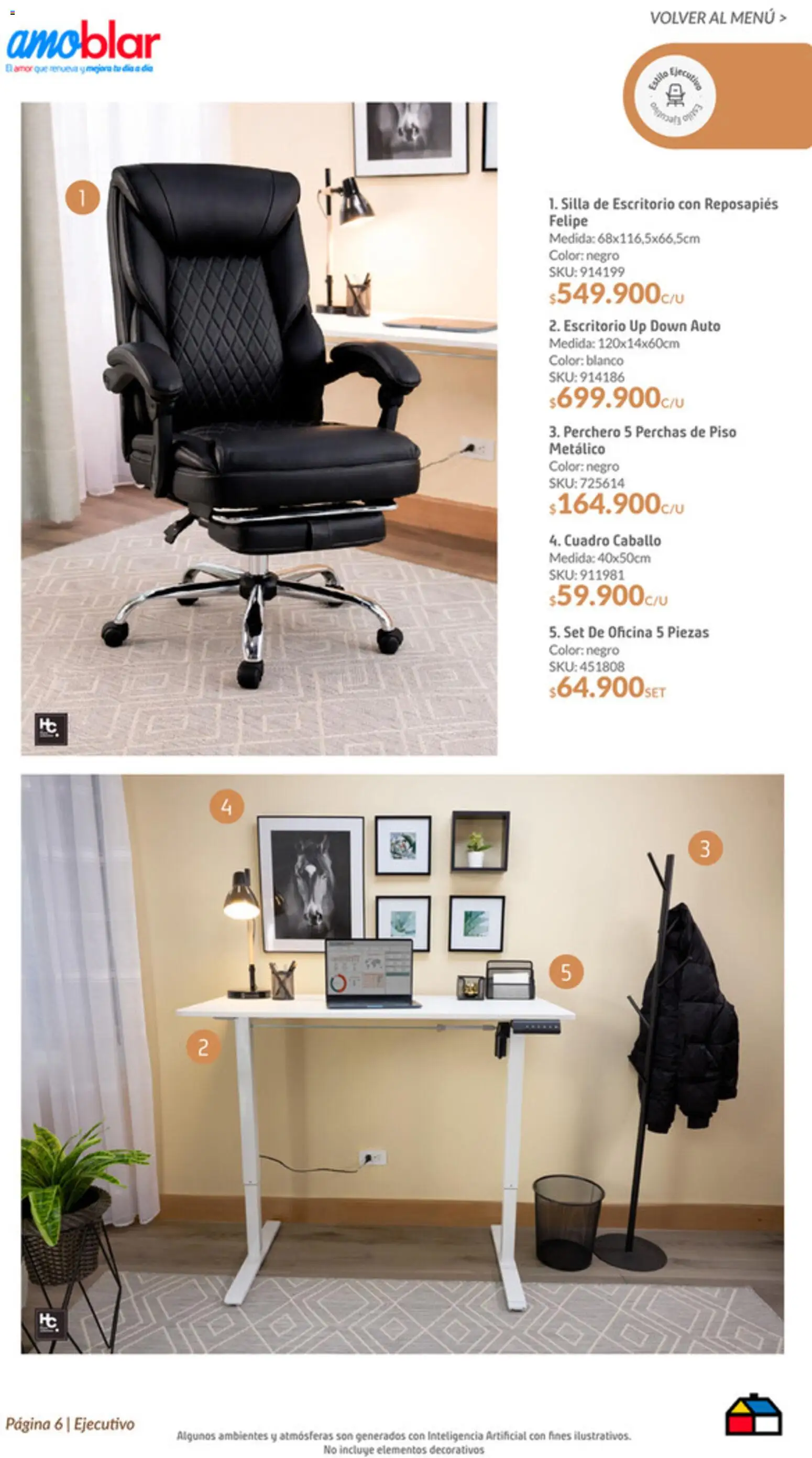 Homecenter revista - valida desde el 22.01.2026 | Página: 6 | Productos: Escritorio, Silla, Perchero, Cuadro