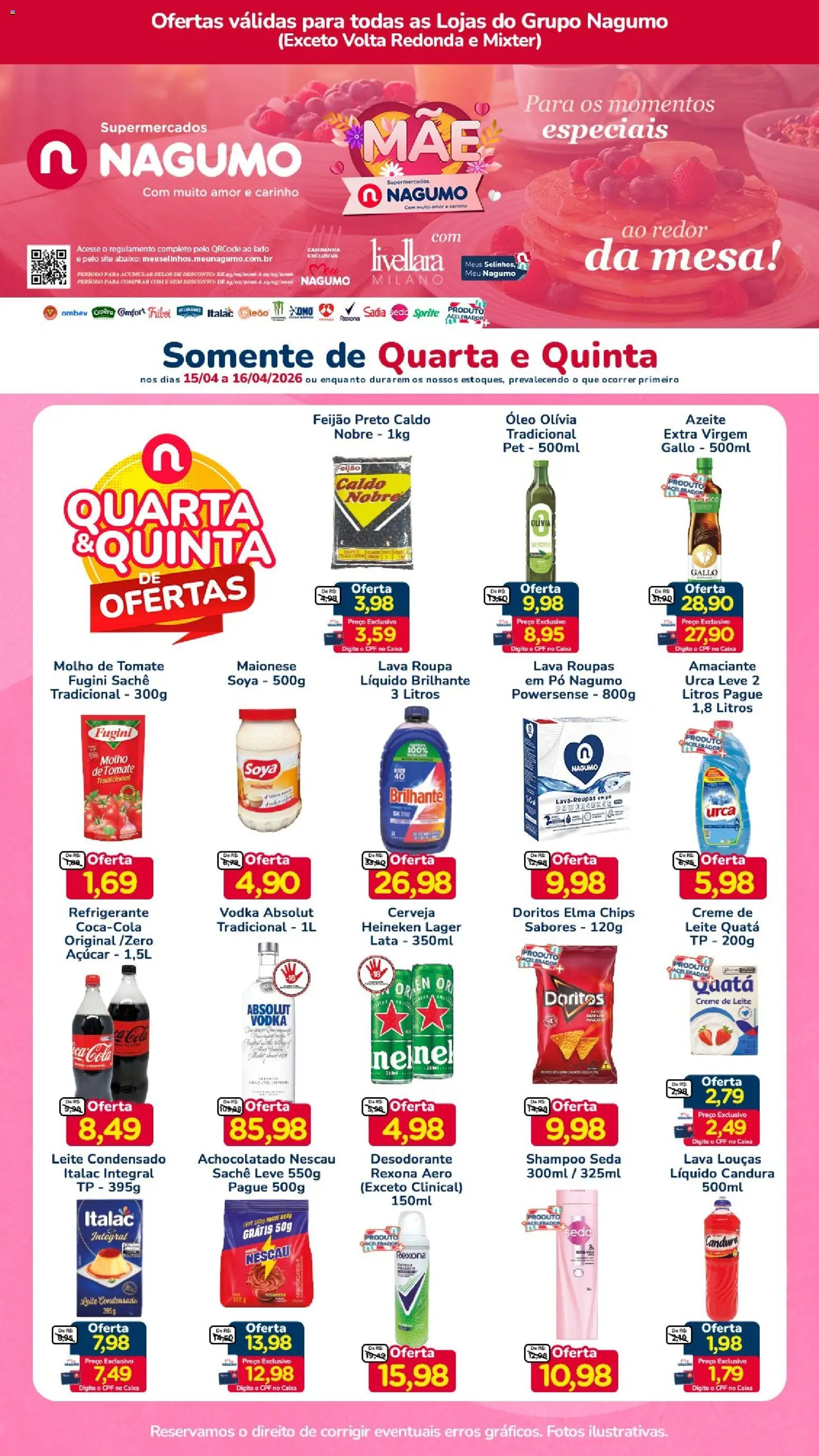 Nagumo Folheto - válido de 15.04.2026 | Página: 1 | Produtos: Heineken, Vodka, Azeite, Leite condensado