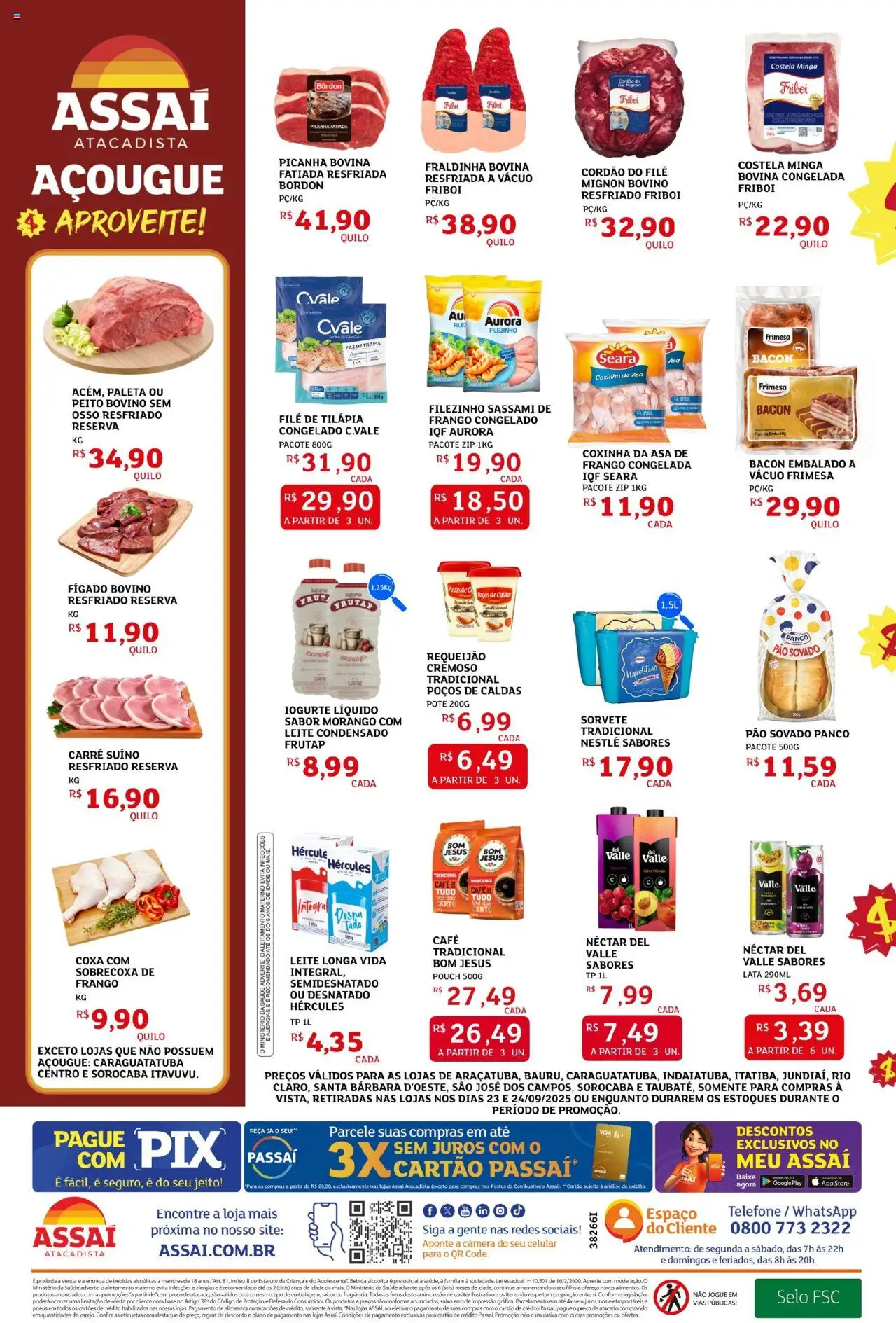 Assaí Atacadista Folheto - válido de 23.09.2025 | Página: 2 | Produtos: Celular, Carne, Bebida, Filé de tilápia