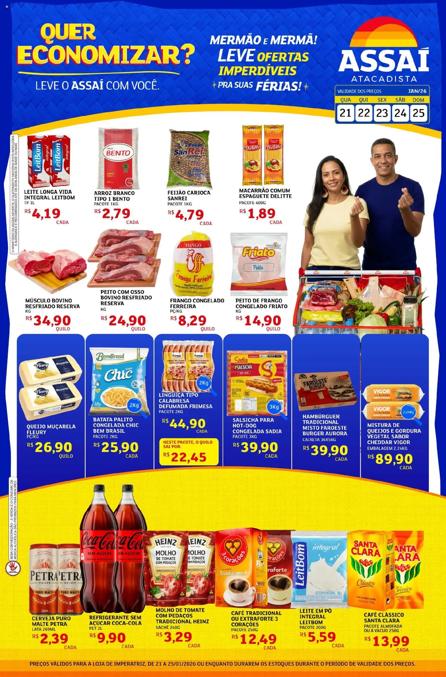 Assaí Atacadista Folheto - válido de 21.01.2026 | Página: 1 | Produtos: Queijo, Arroz, Cheddar, Batata