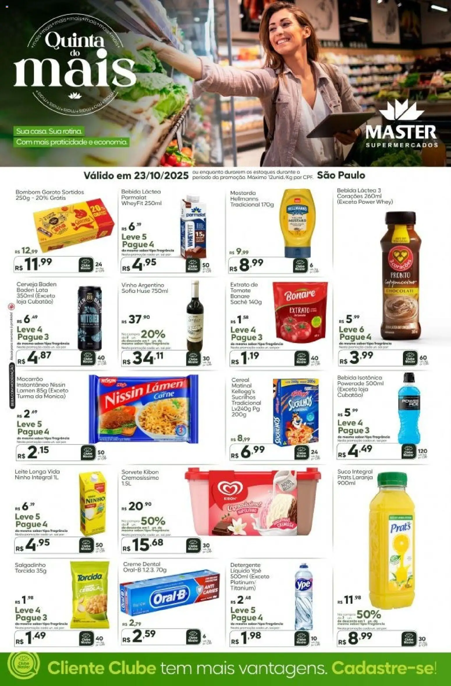 Master Folheto - válido de 23.10.2025 | Página: 1 | Produtos: Cebola, Leite, Suco, Sucrilhos