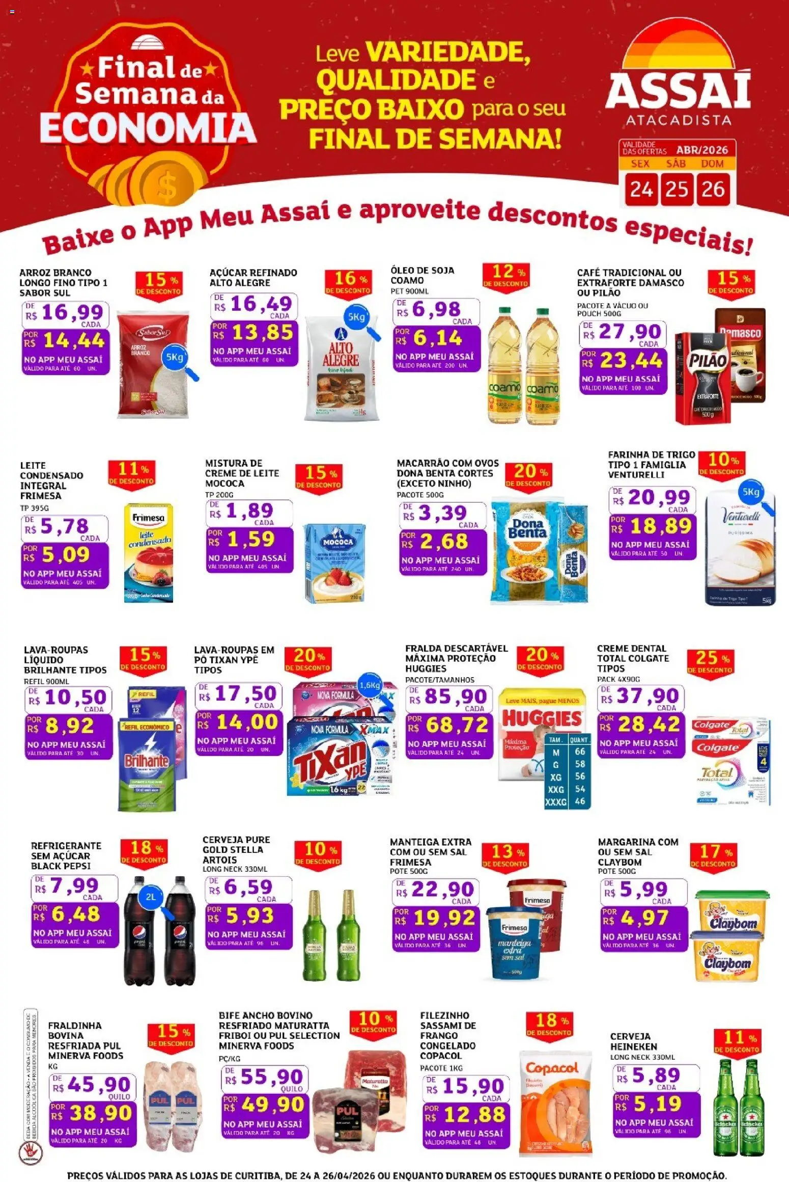 Assaí Atacadista Folheto - válido de 24.04.2026 | Página: 1 | Produtos: Café, Arroz, Creme, Margarina