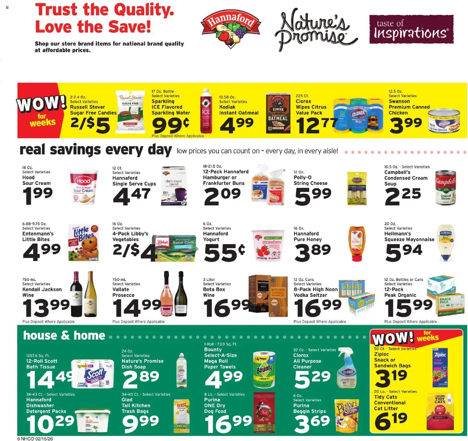 Hannaford Weekly Ad - valid from 15.02.2026 | Page: 6 | Products: Detergent, Candies, Cream, Vegetables