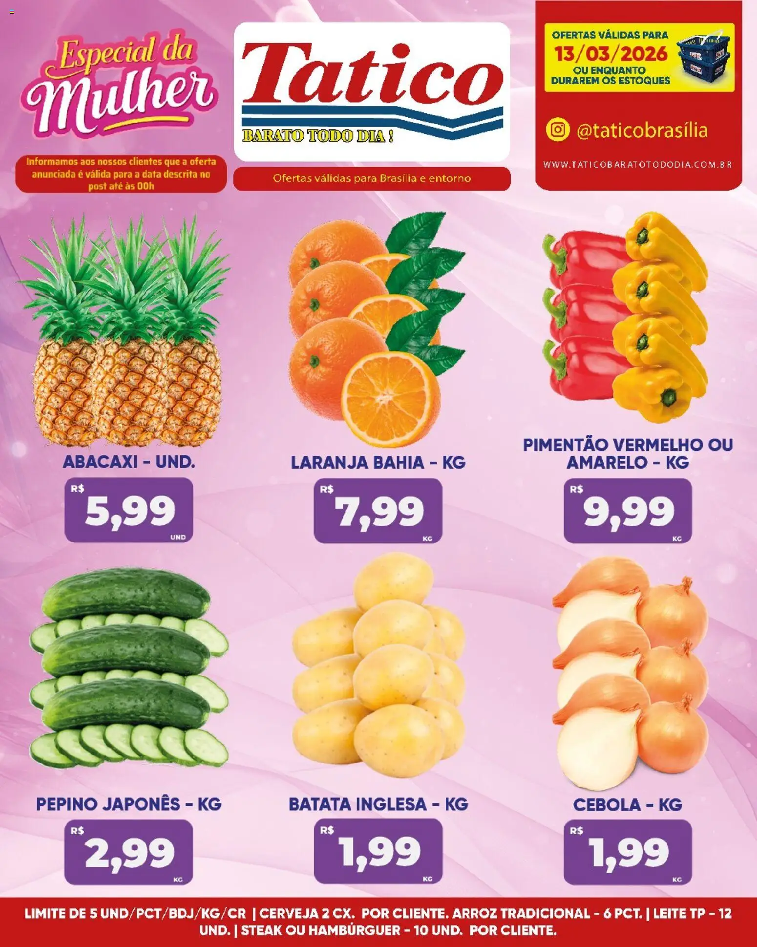 Tatico Folheto - válido de 13.03.2026 | Página: 10 | Produtos: Pimentão, Leite, Abacaxi, Batata
